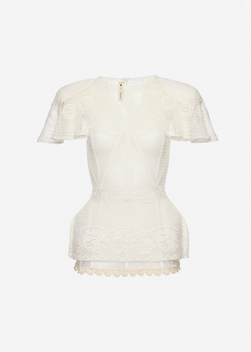 Crochet peplum top in white 1