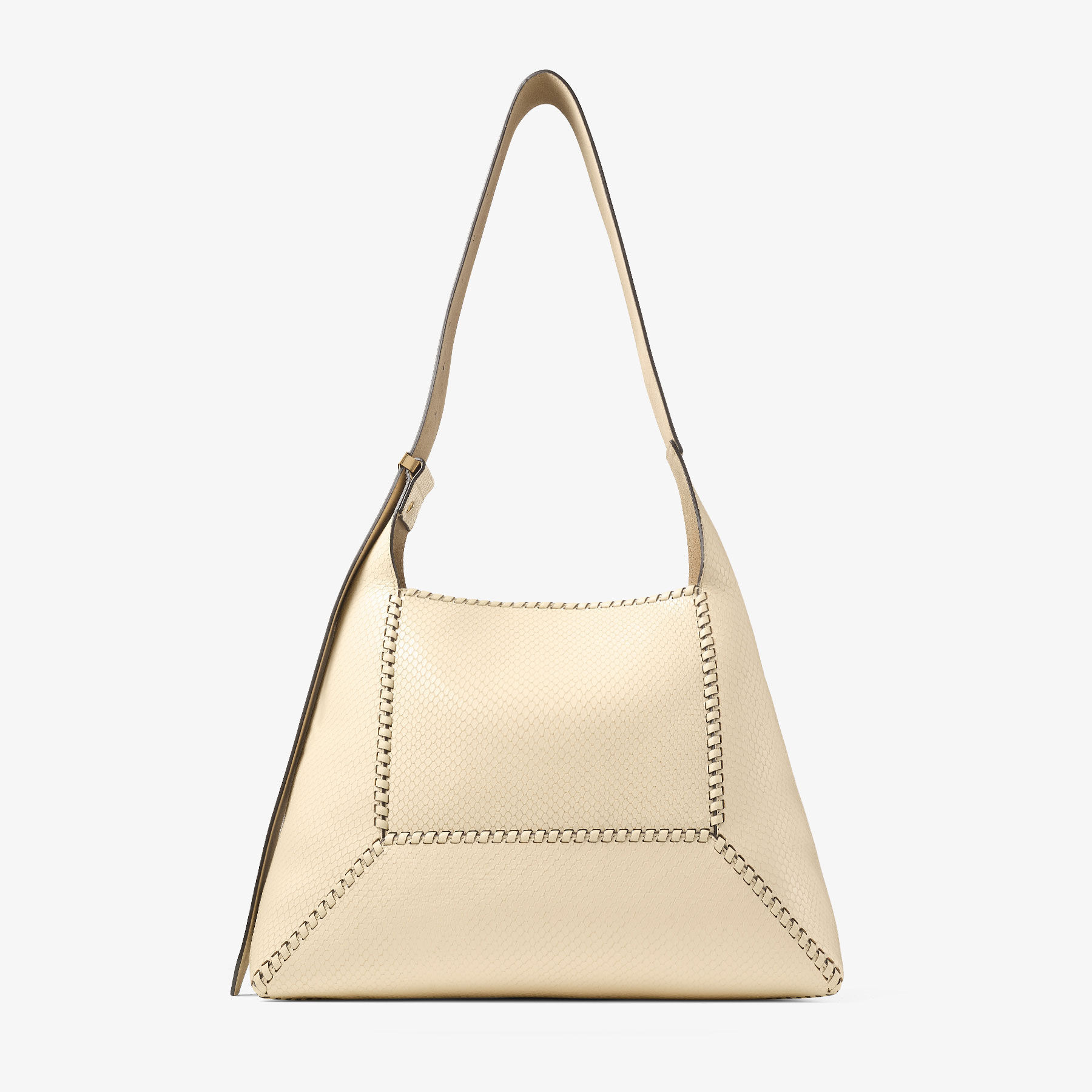 Diamond Hobo M
Buttermilk Elaphe Printed Leather Shoulder Bag with Biker Leather Topstitching - 5