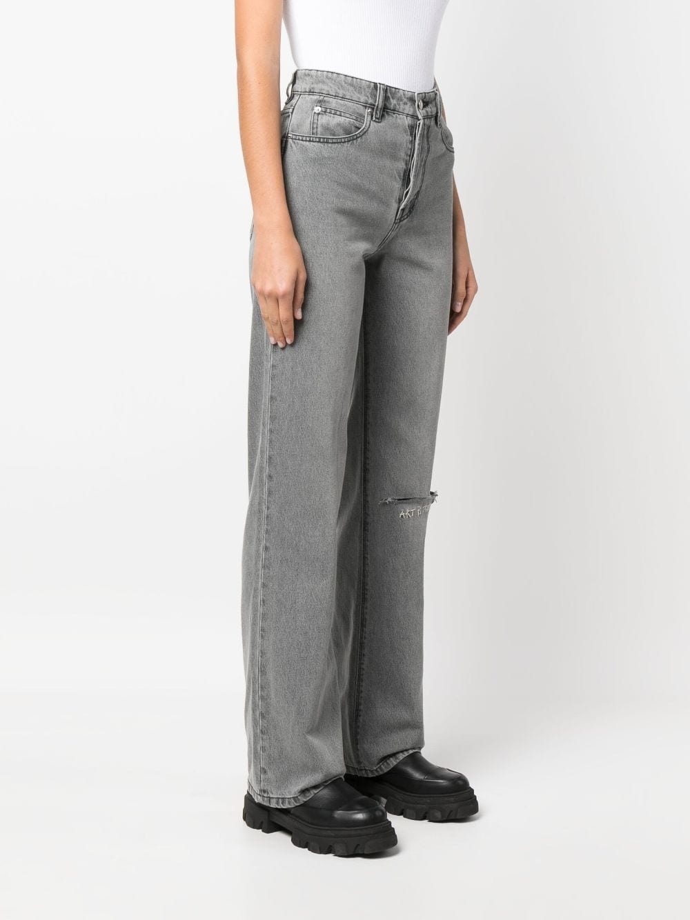 distressed straight-leg jeans - 3