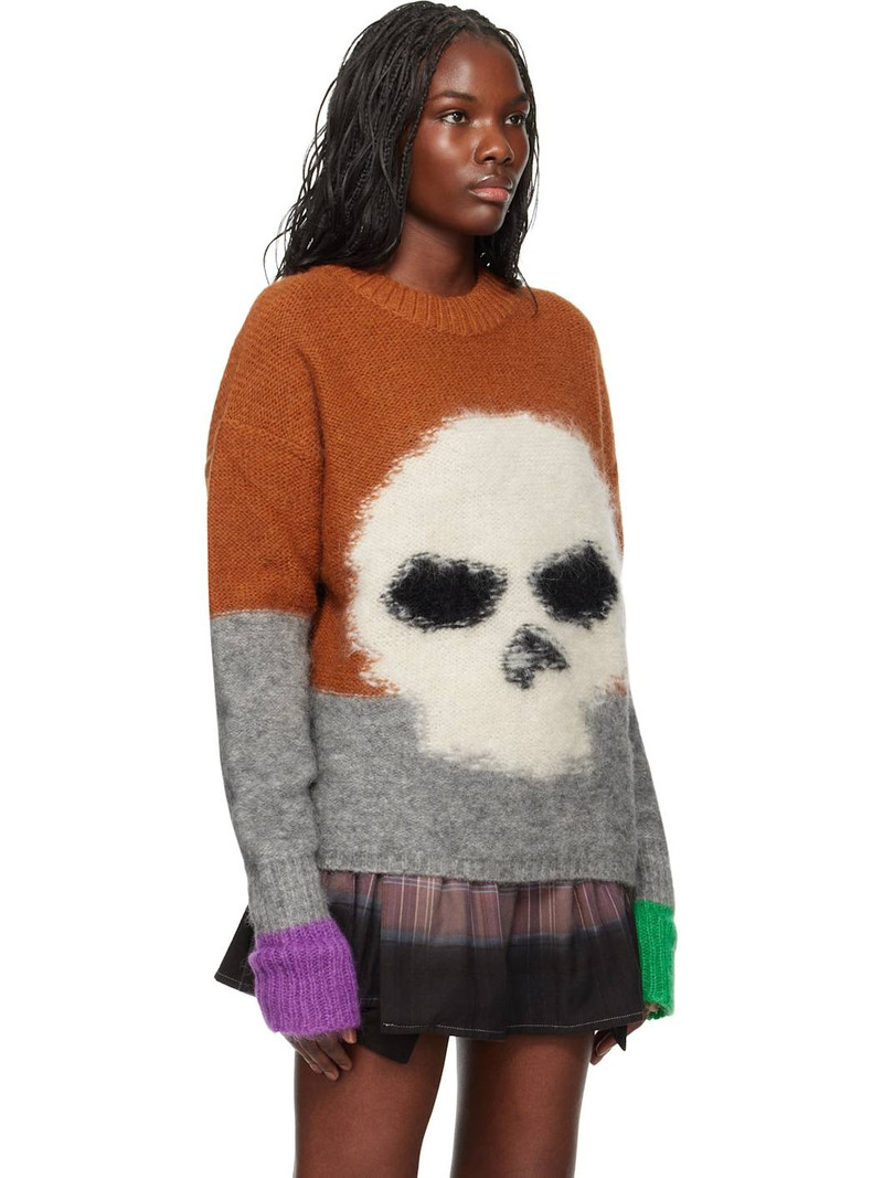 ERL Orange Mohair Skull Intarsia Sweater outlook