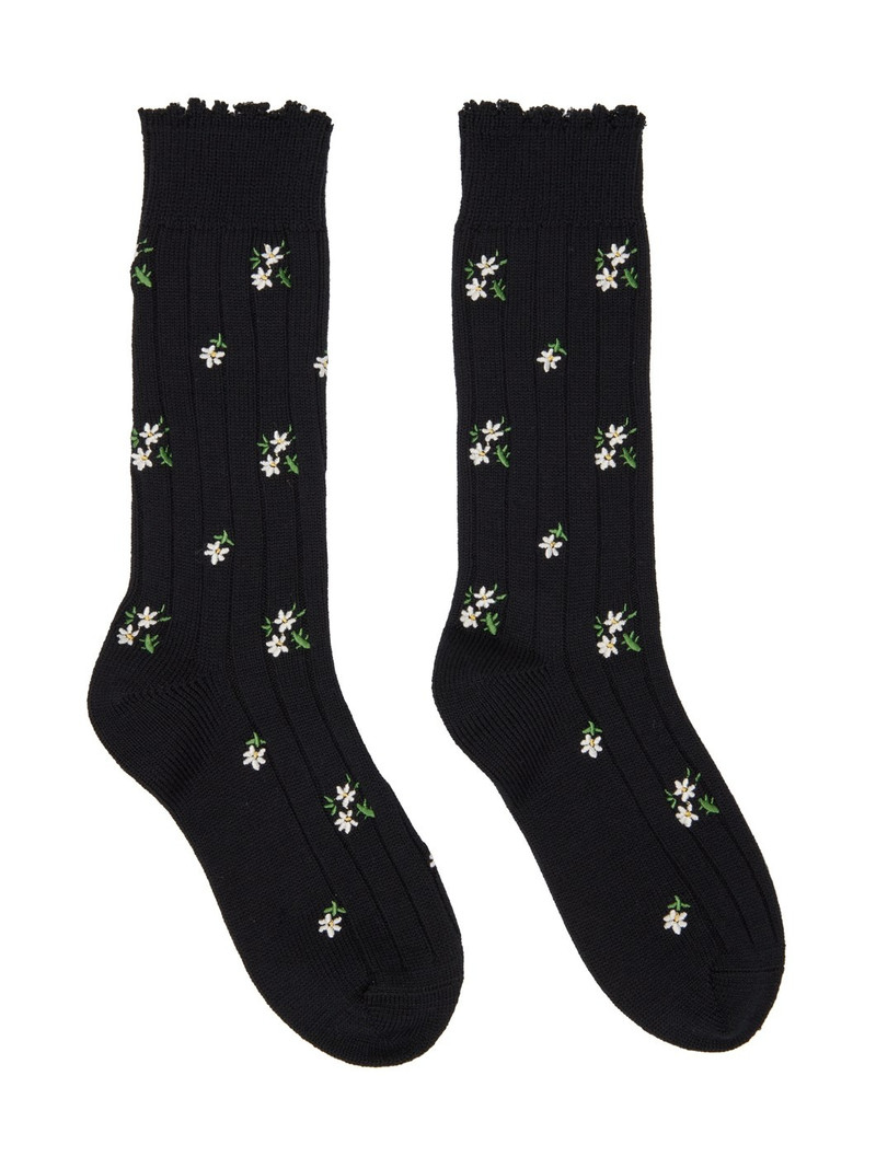 Black Floral Socks 1