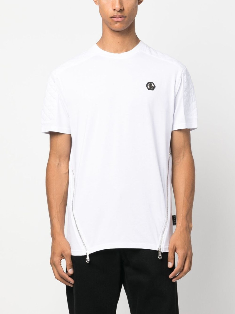 logo-patch zip-detailing T-shirt 3