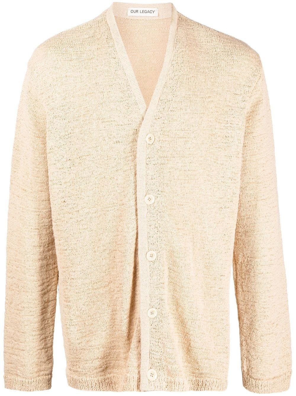 textured-knit V-neck cardigan - 1