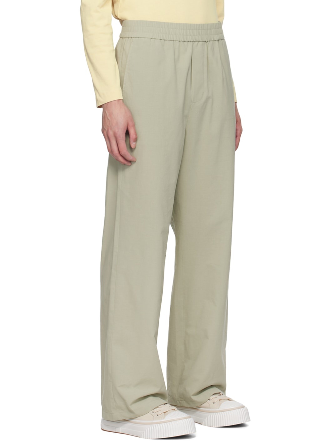 Green Elasticized Waist Trousers - 2