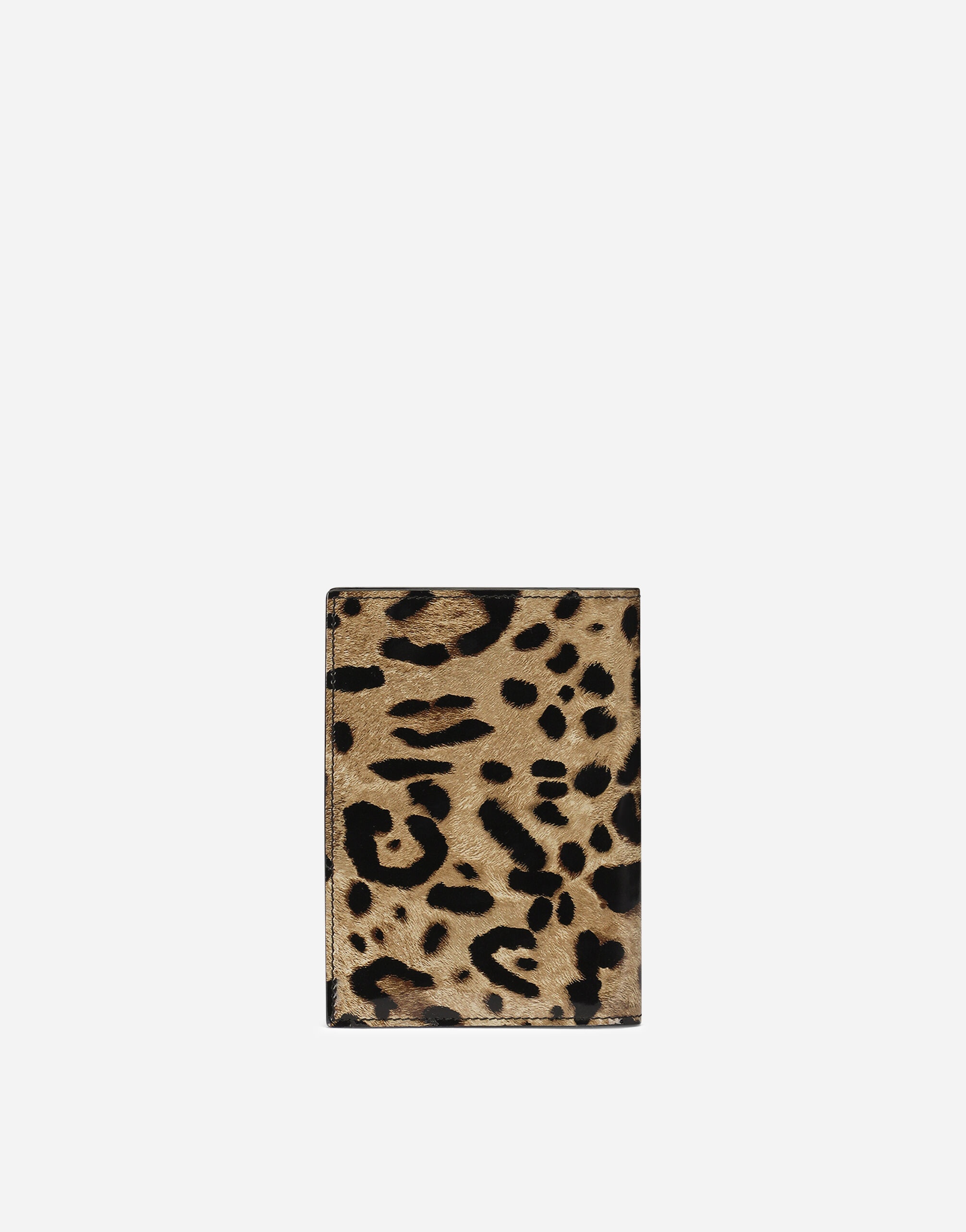 Polished calfskin passport holder with leopard print - 3