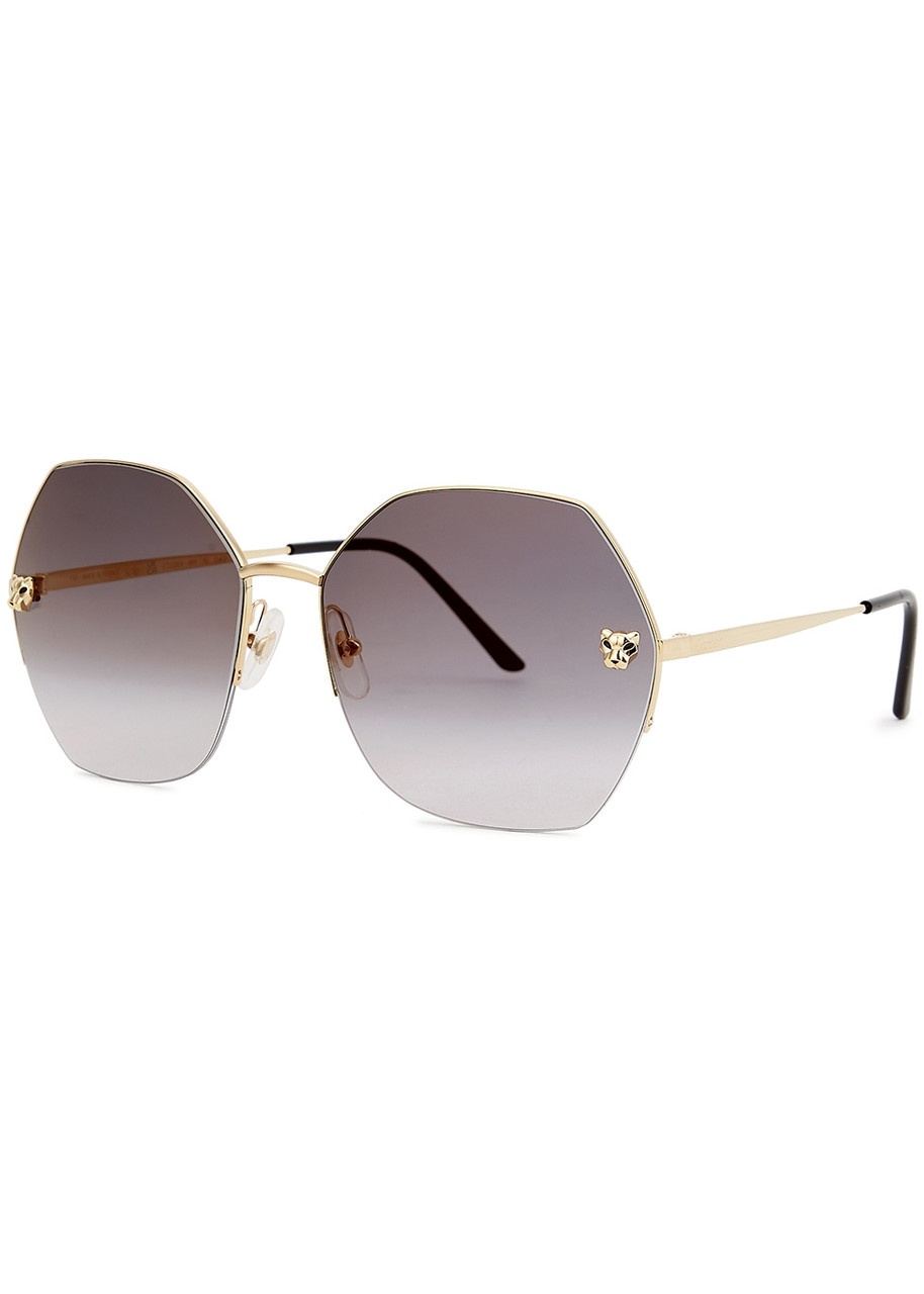 Cartier Panthère De Cartier Gold-tone Oversized, Sunglasses, Acetate - 6
