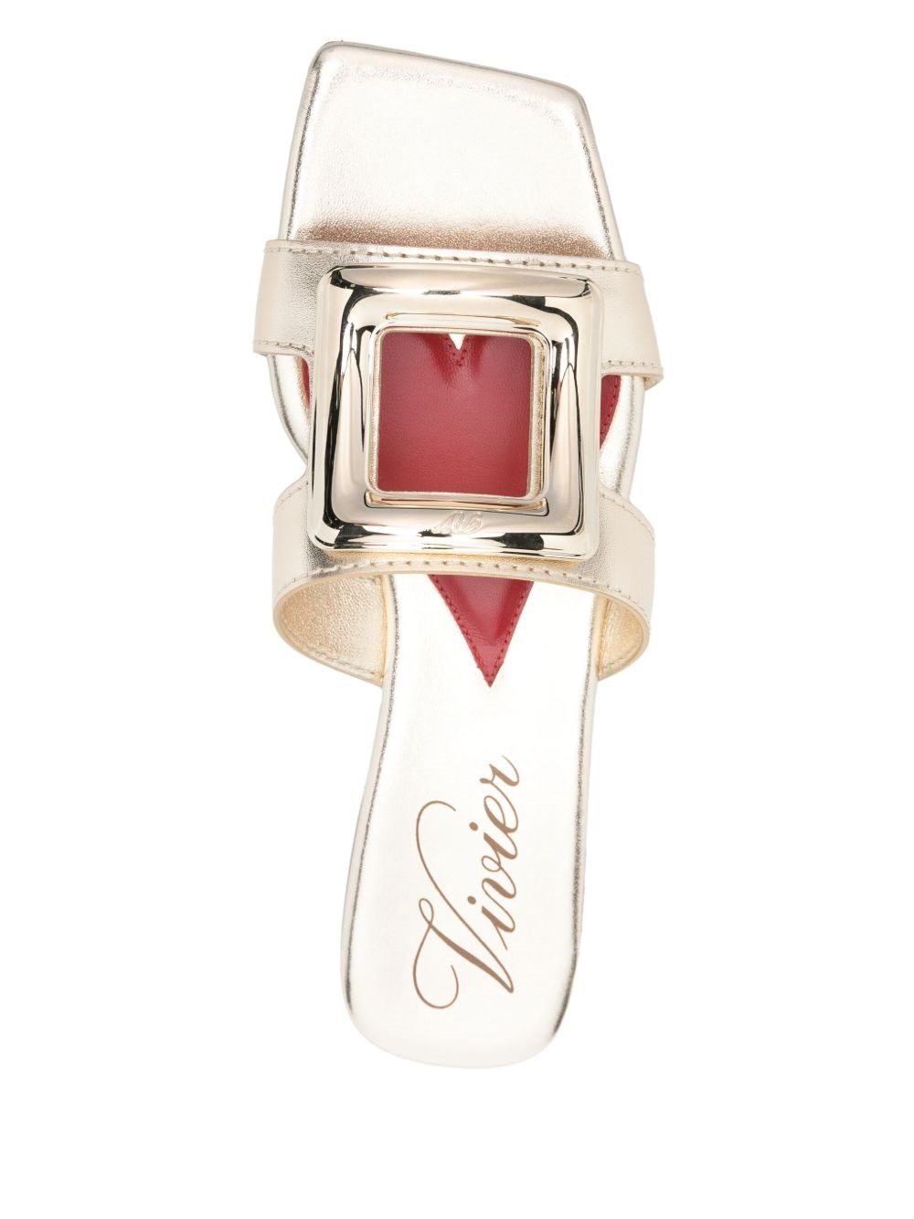 Metal Buckle leather flat sandals - 2