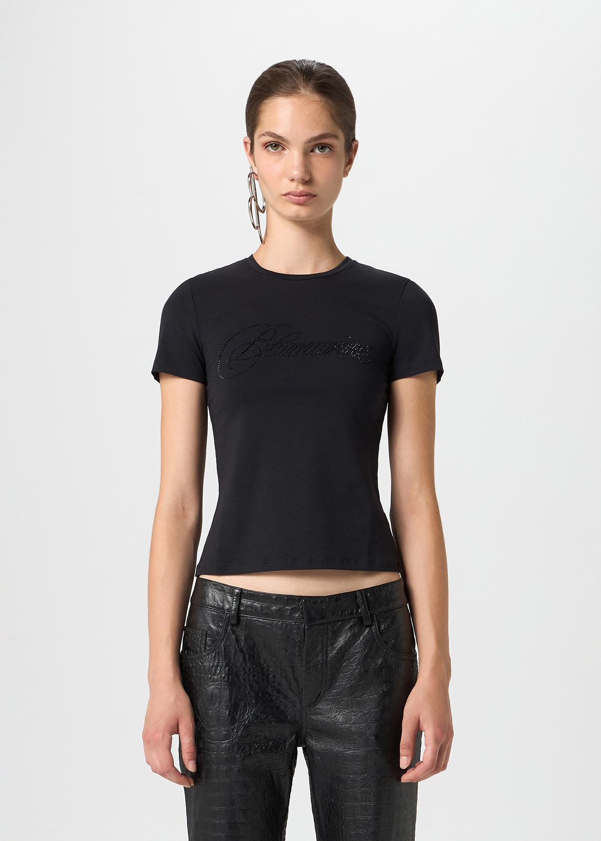 T-SHIRT WITH EMBROIDERY RHINESTONE BLUMARINE DETAILING - 3