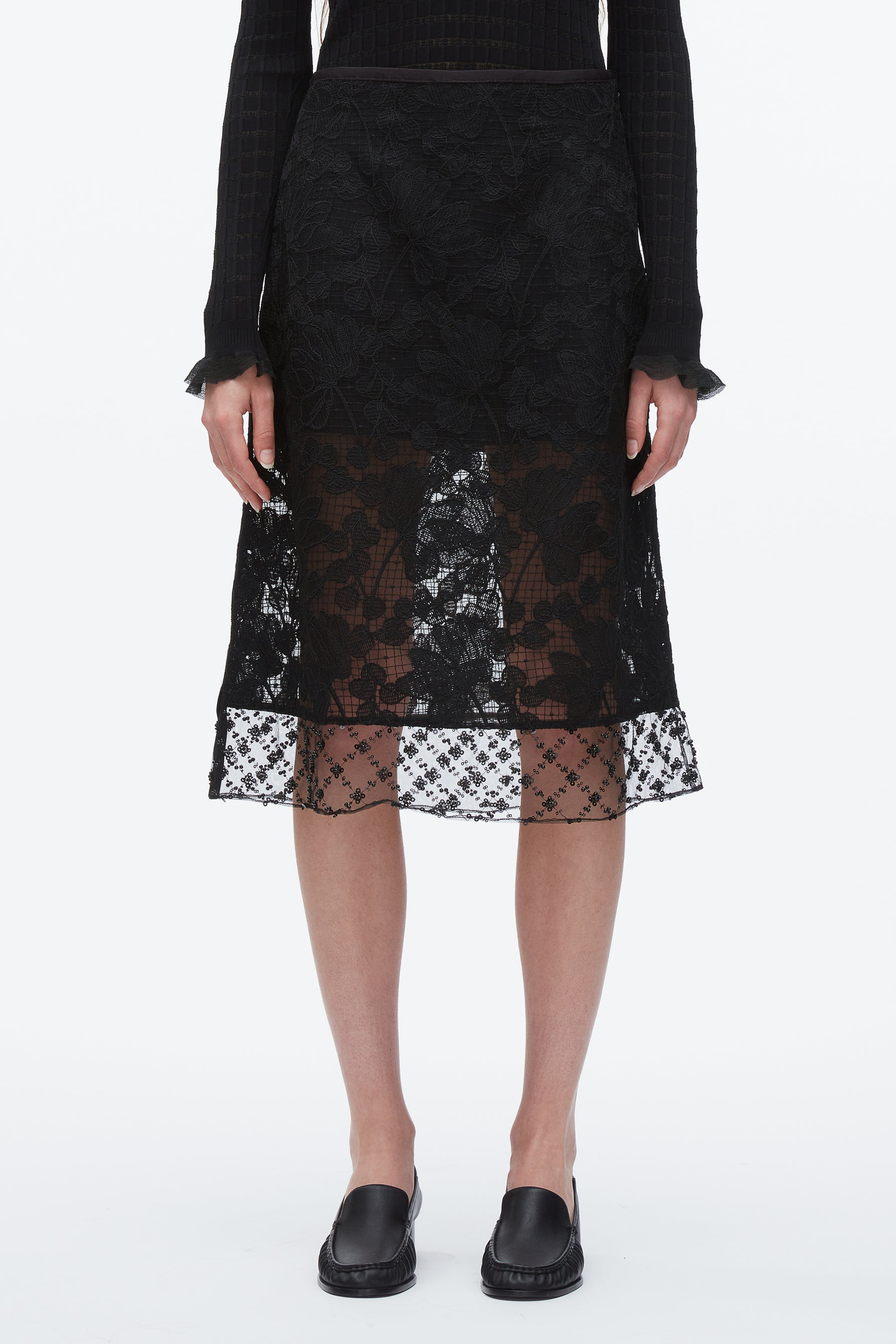 Corded Lace Organza Skirt - 3