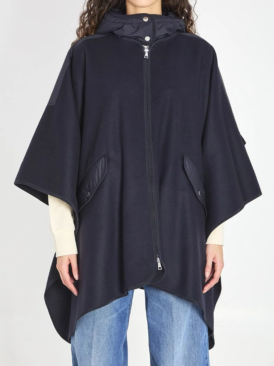 Moncler Wool And Nylon Cape - 1