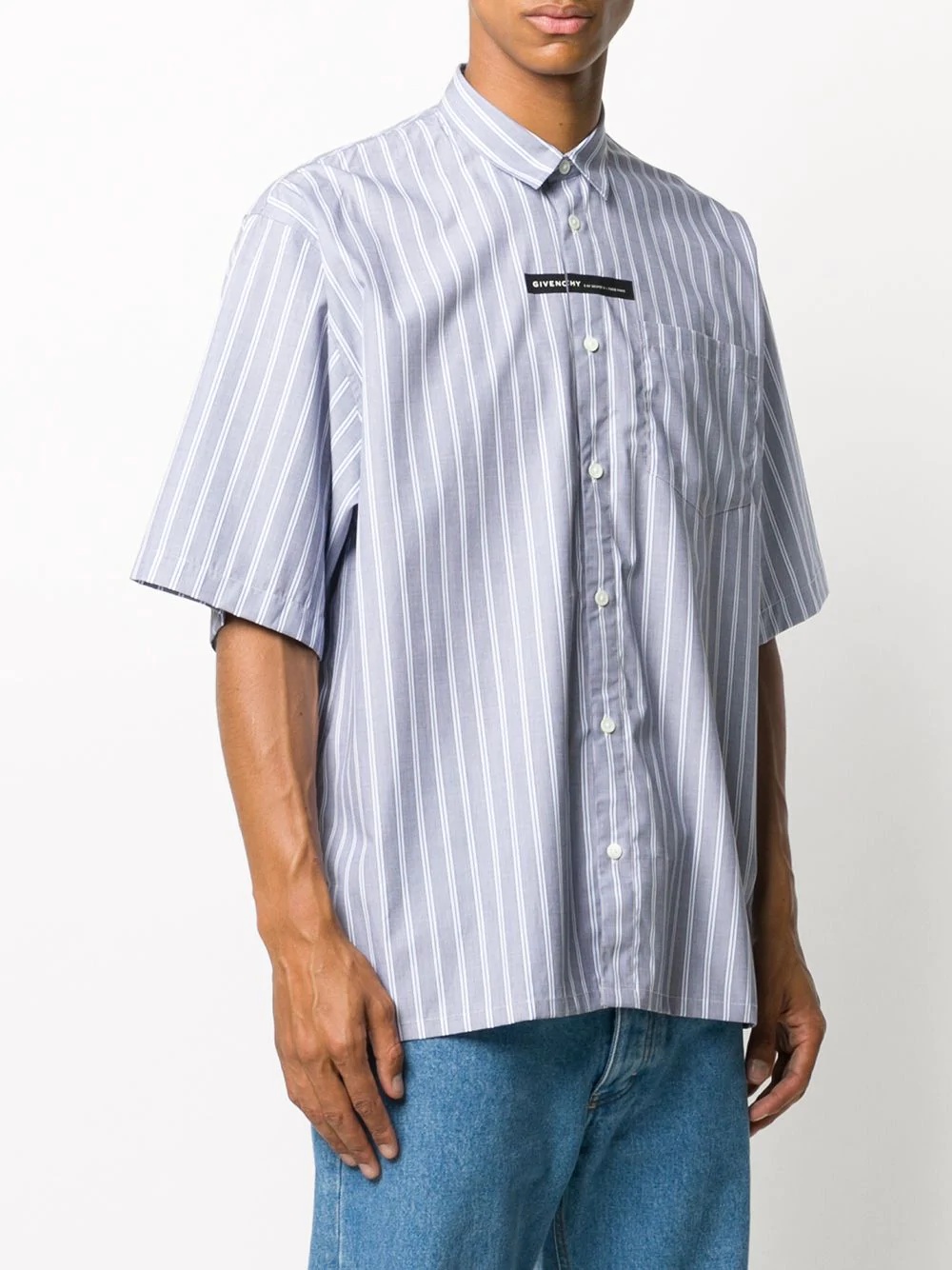 vertical-stripe short-sleeve shirt - 3