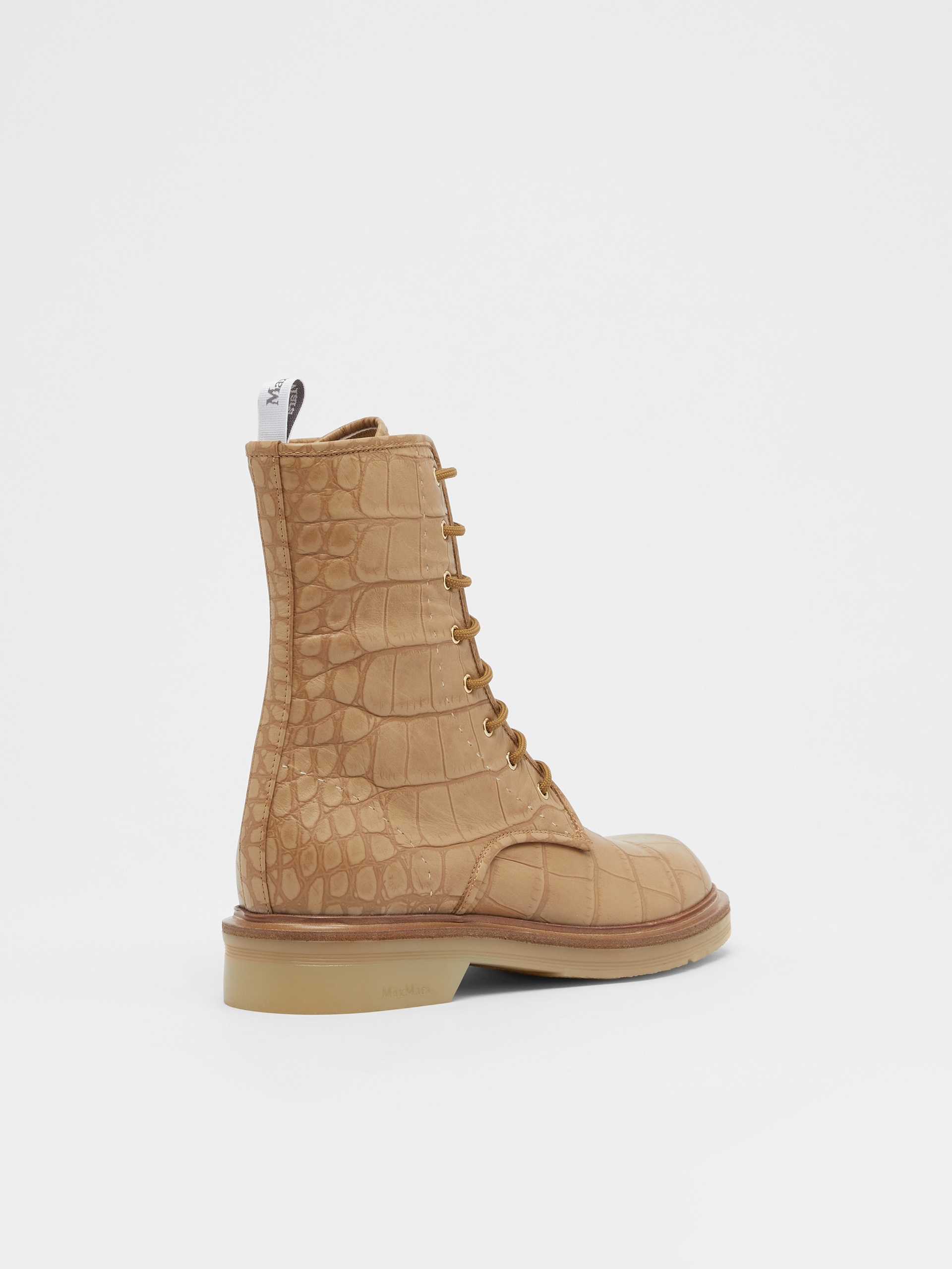 BLY Crocodile-print leather combat boots - 3