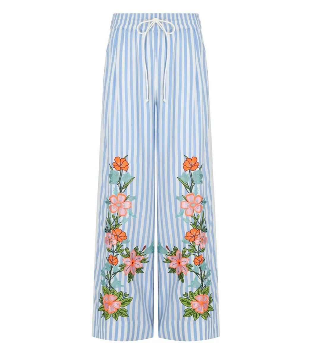 Essentiel Antwerp Hevon2 White And Light Blue Pants - 1