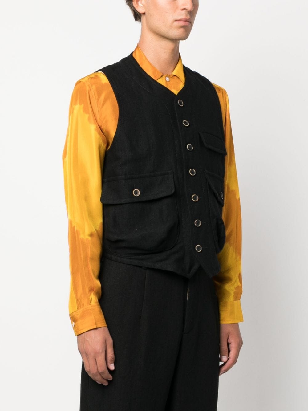 herringbone-pattern V-neck waistcoat - 3