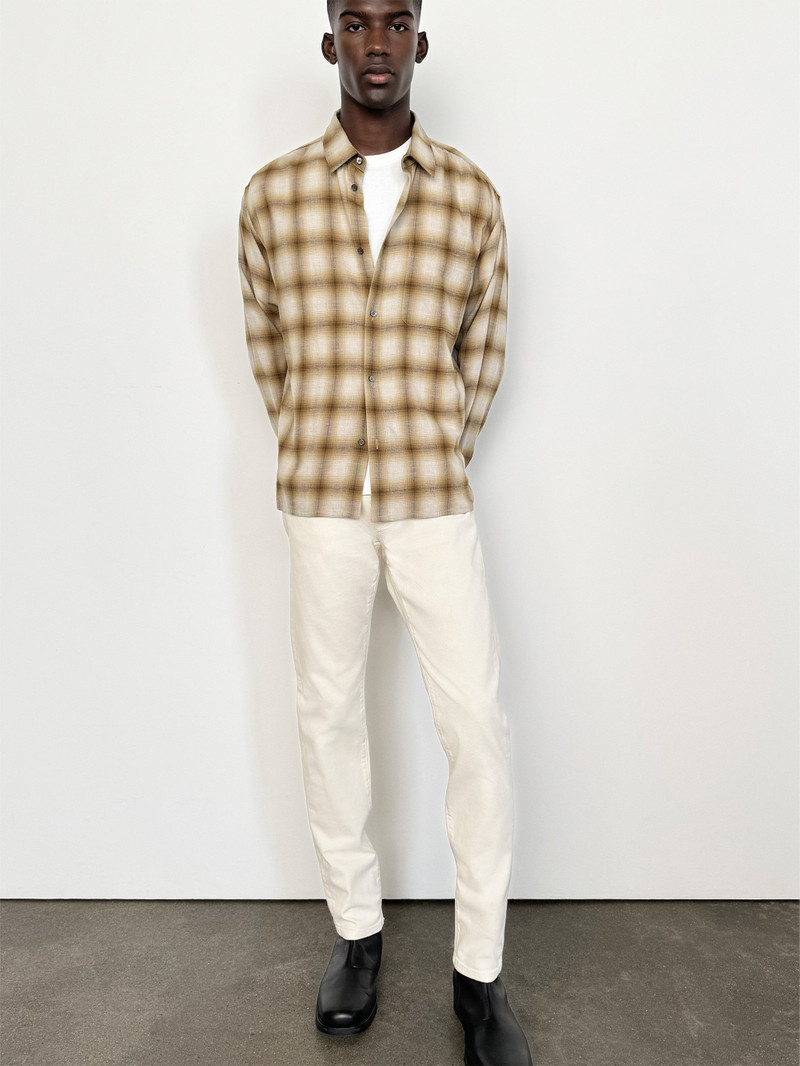 FRAME Light Weight Plaid Shirt in Tan Plaid outlook