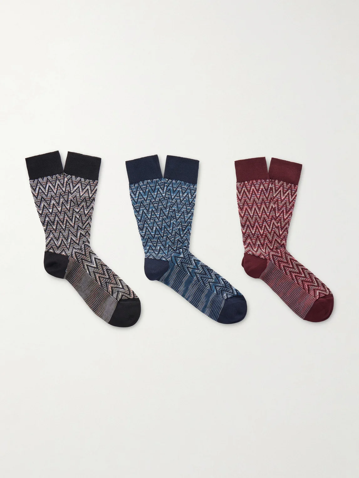 Three-Pack Crochet-Knit Cotton-Blend Socks - 1