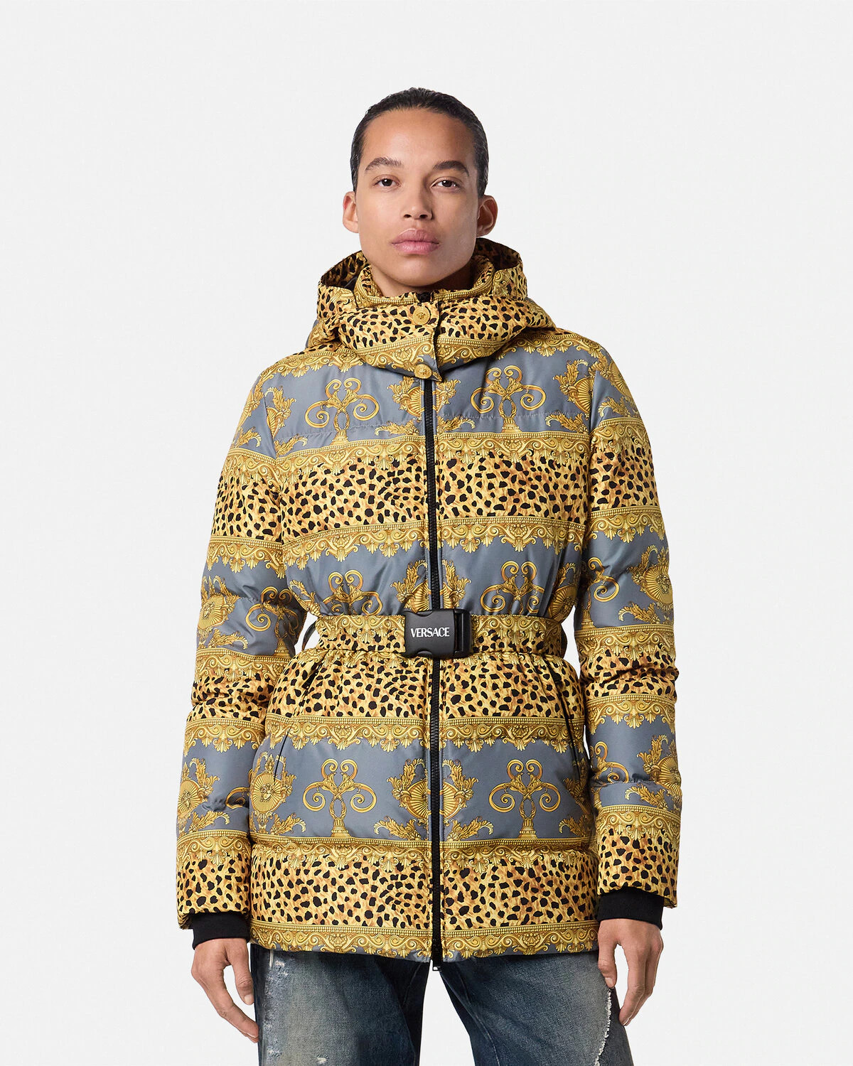 Duvet Stripes Belted Puffer Jacket - 4