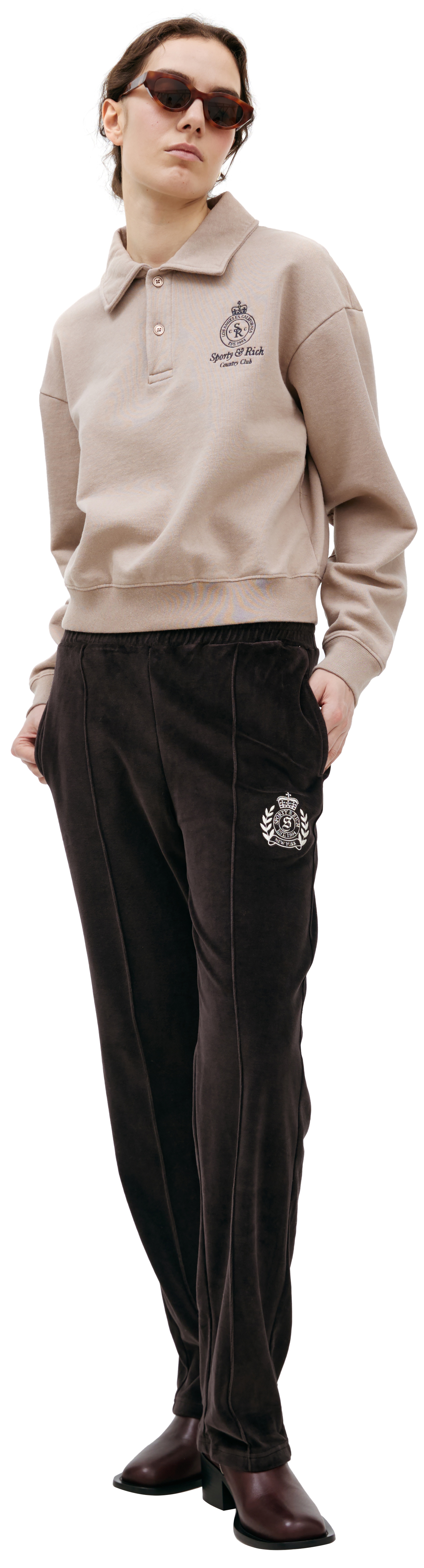 LOGO VELOUR TROUSERS - 1