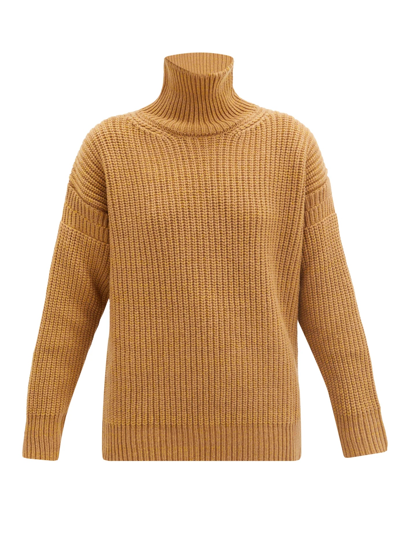 Roll-neck ribbed wool sweater - 1