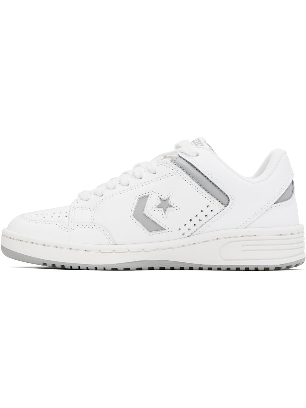 White & Gray Weapon Leather Low Top Sneakers - 3