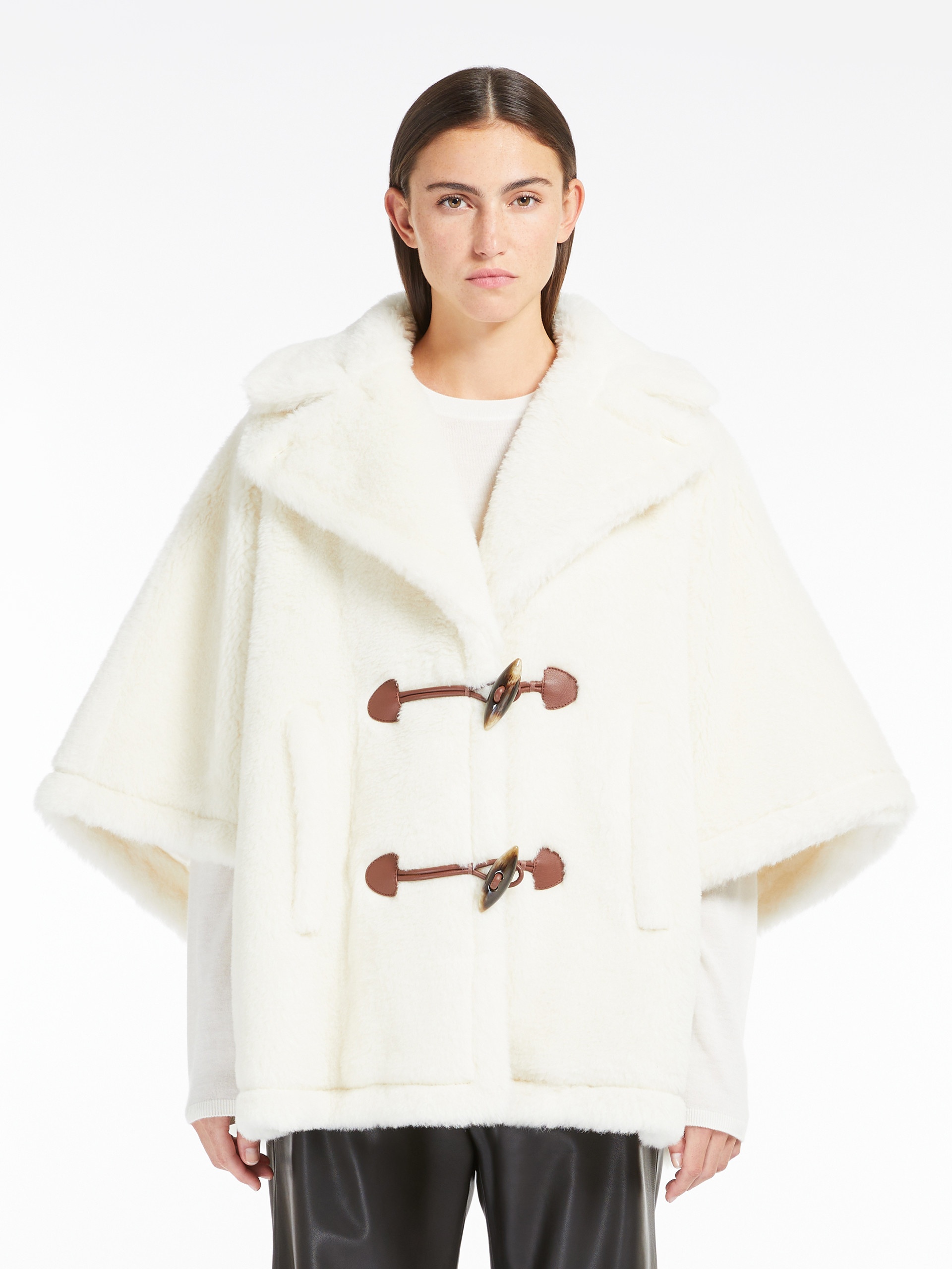 GEORGE1 Teddy fabric oversized cape - 3