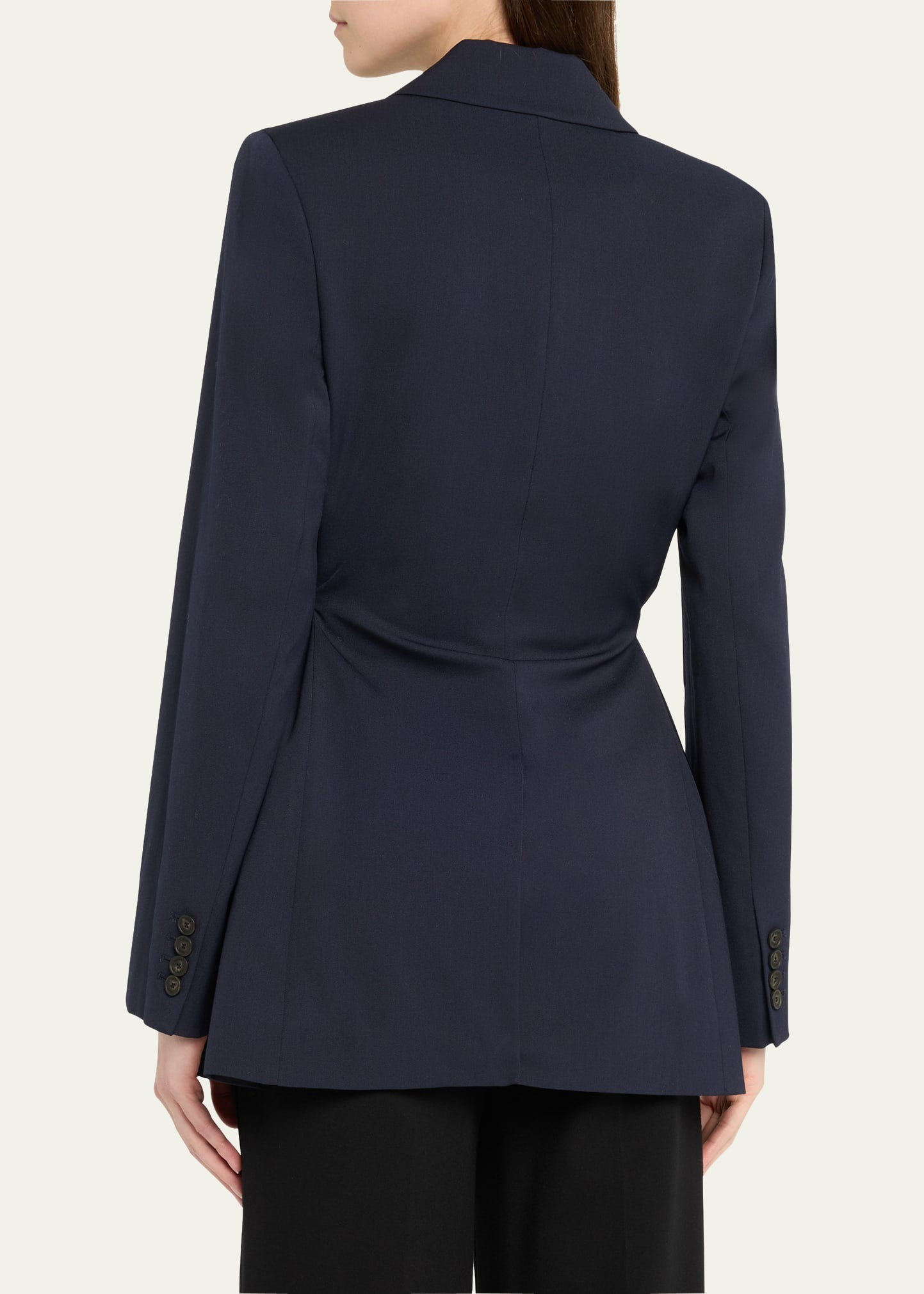 Flower Double-Breasted Belted Wool Blazer - 3