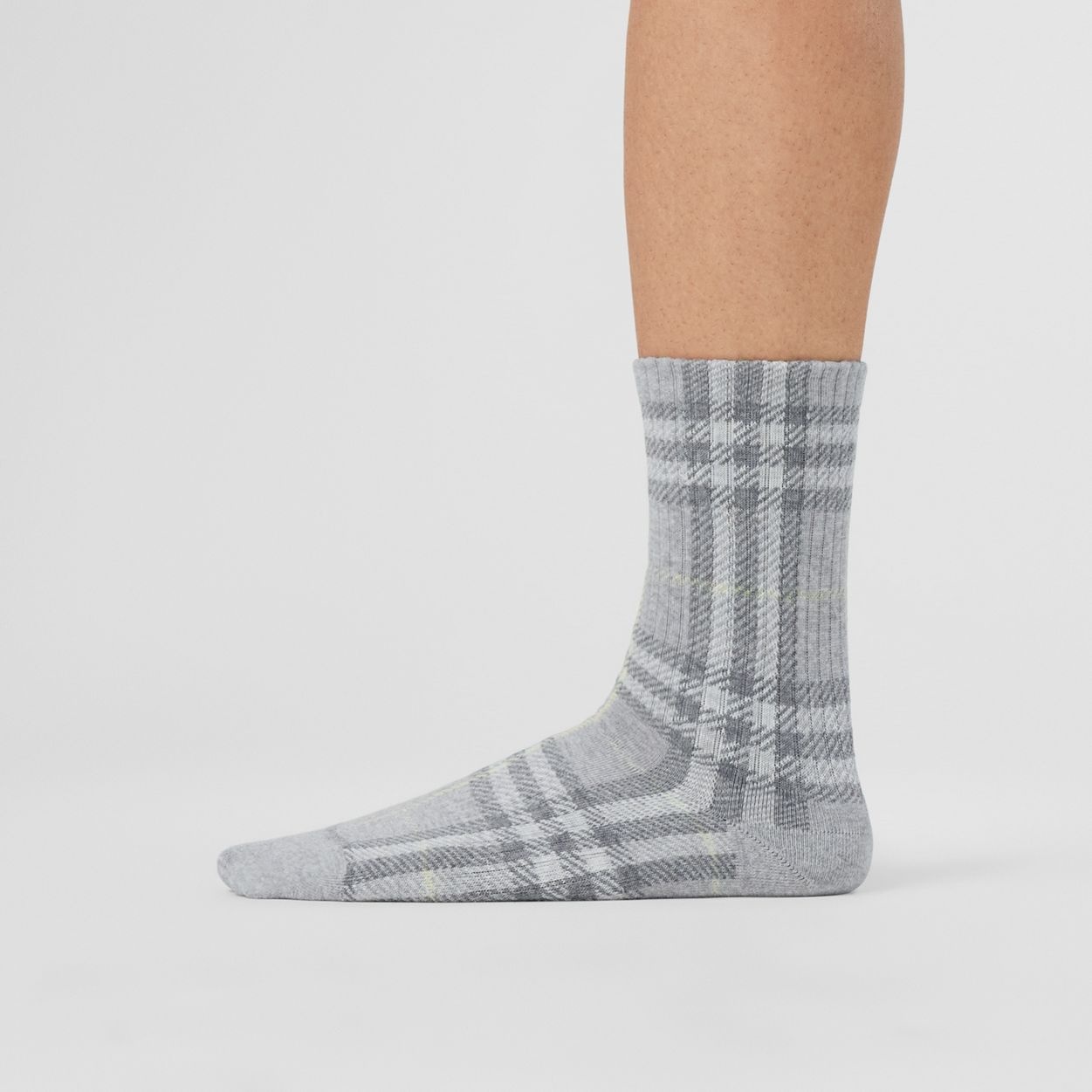 Check Intarsia Technical Stretch Cotton Socks - 4