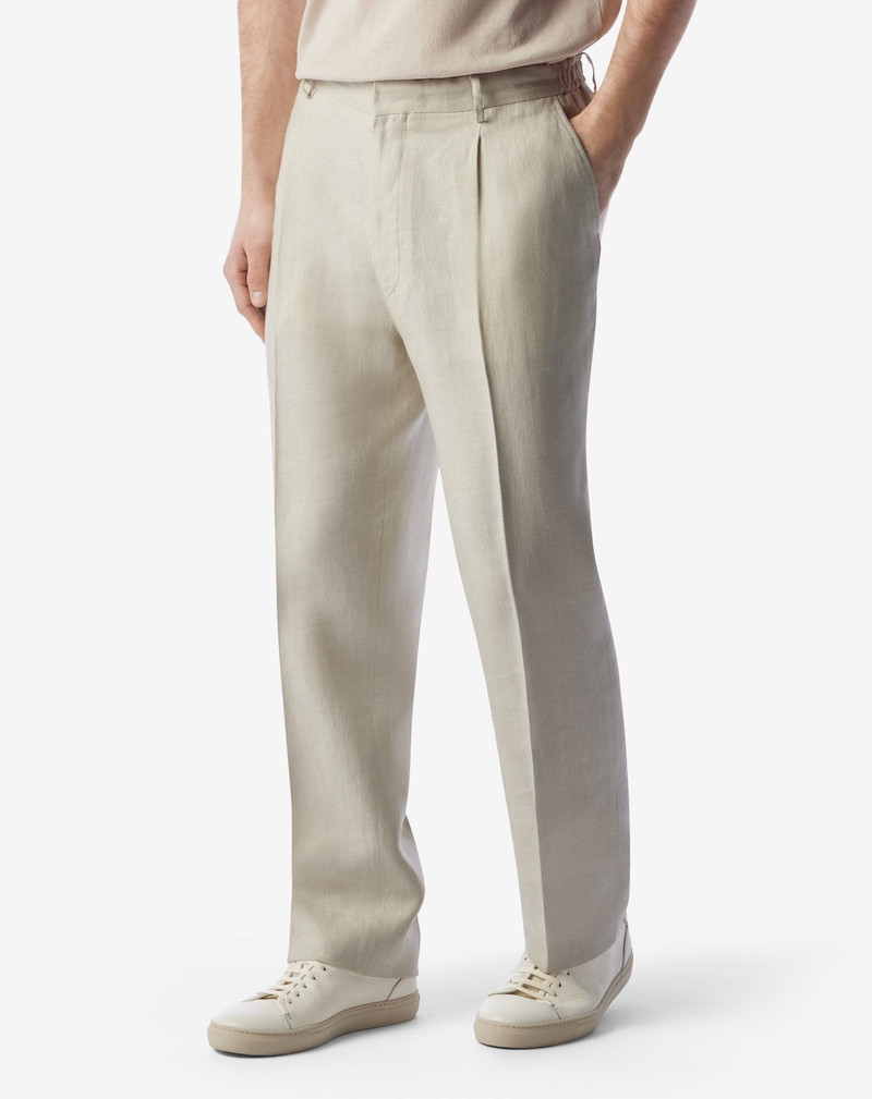 CORNELIANI Pure linen ivory trousers outlook