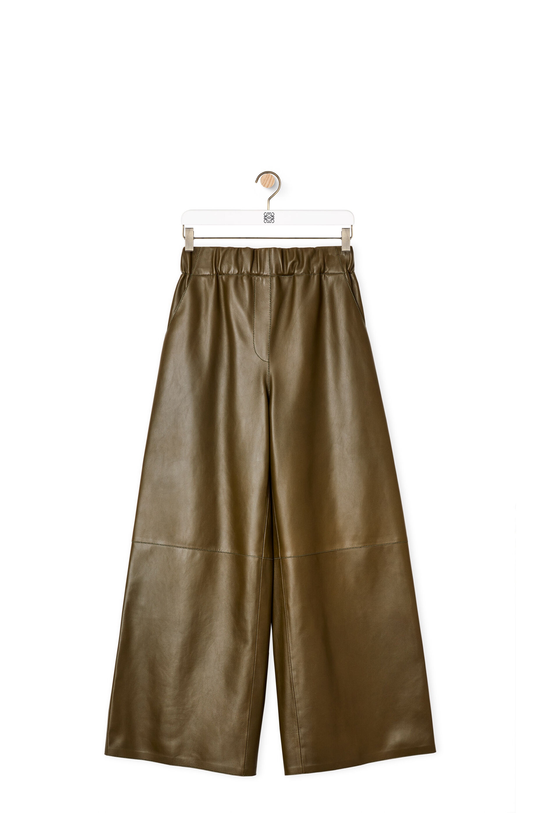 Cropped elasticated waist trousers in nappa - 1