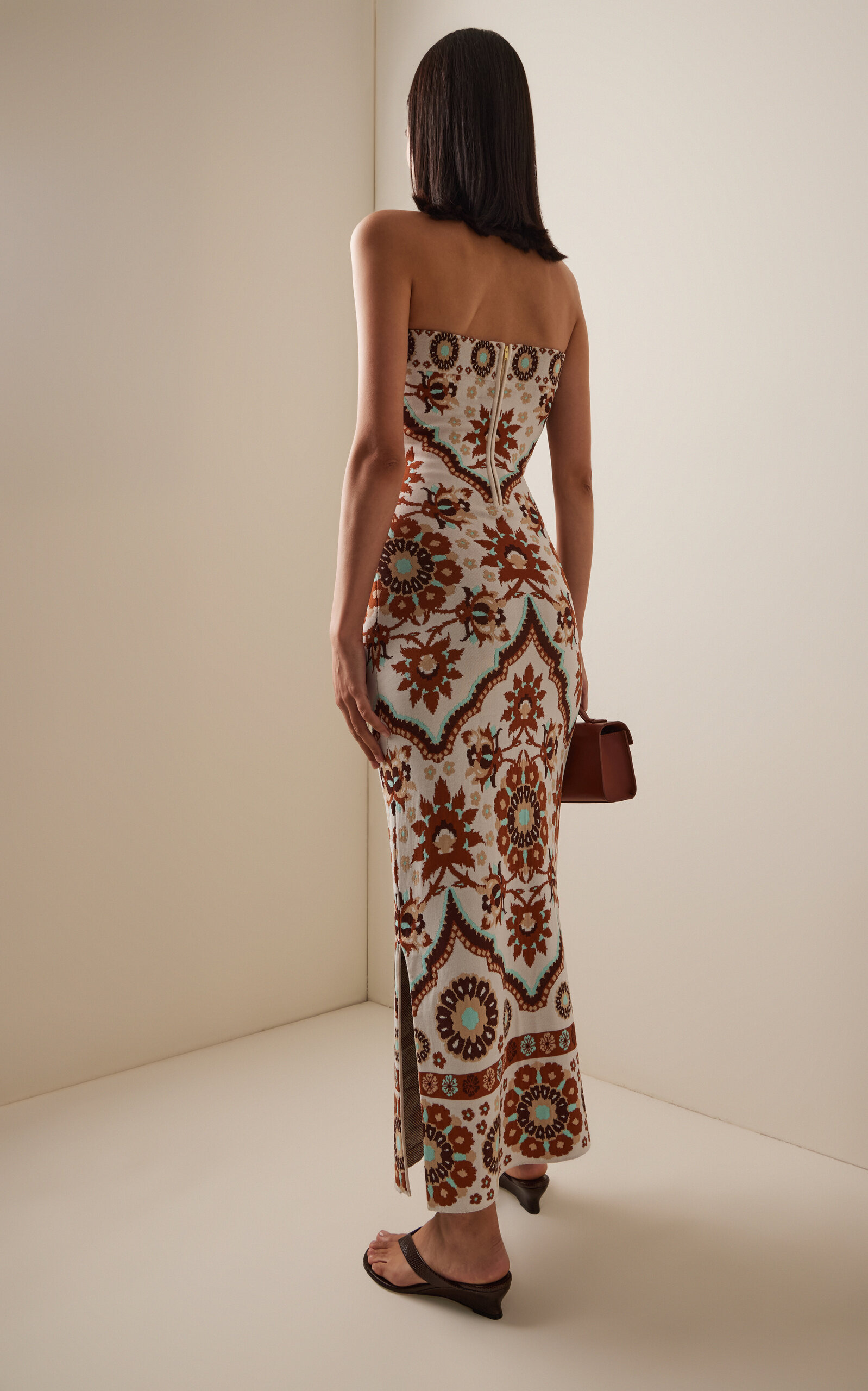 Rome Strapless Jacquard Midi Dress ivory - 4