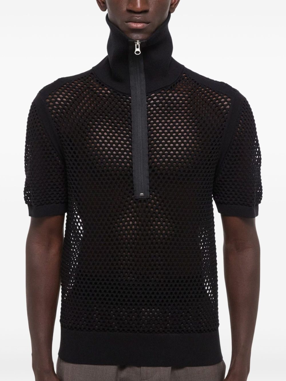 open-knit polo shirt - 6