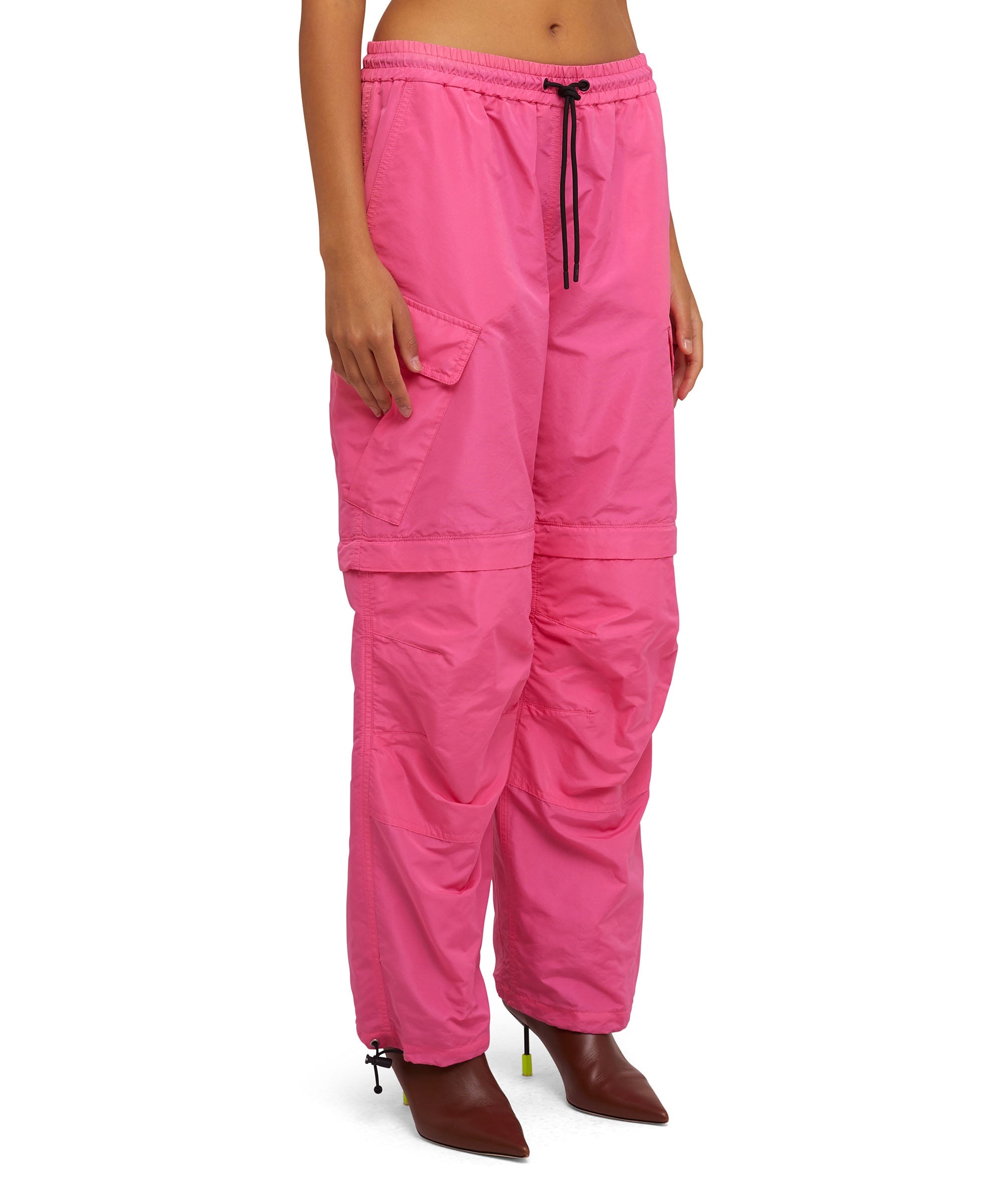Solid color taffeta cargo pants - 4