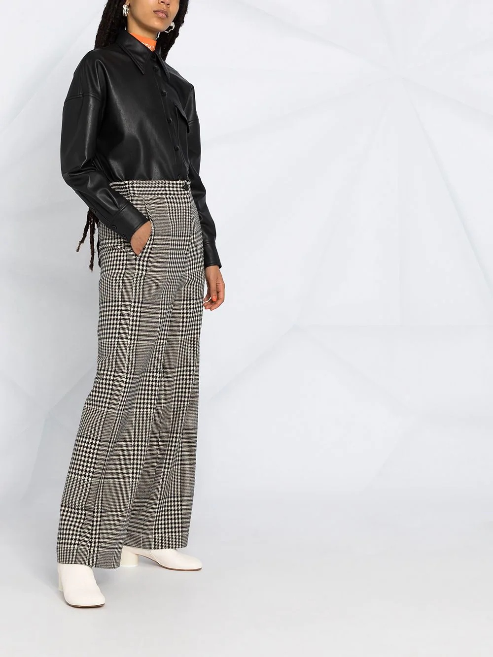 Houndstooth-pattern wide-leg trousers - 6