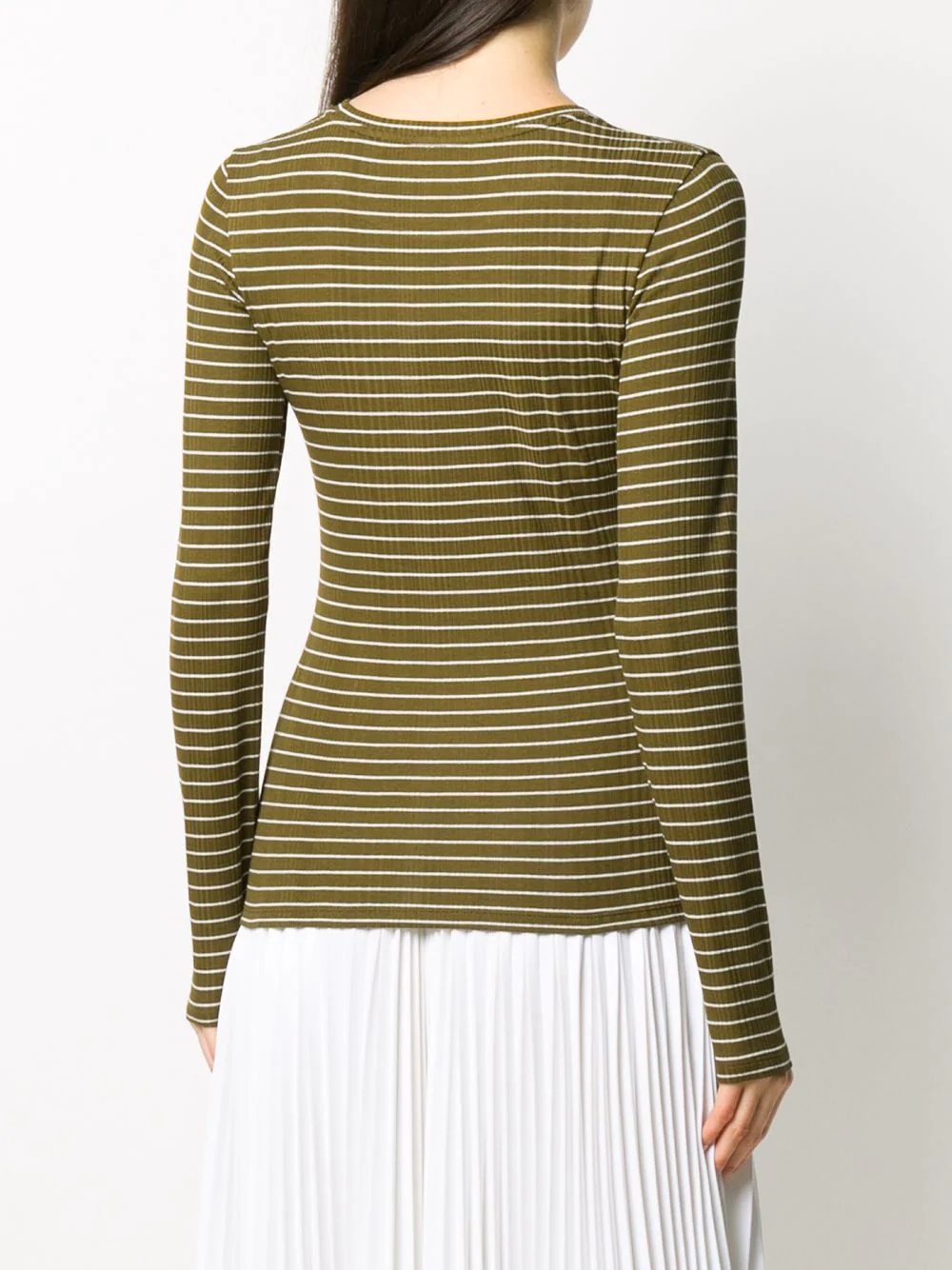 long sleeve striped print top - 4