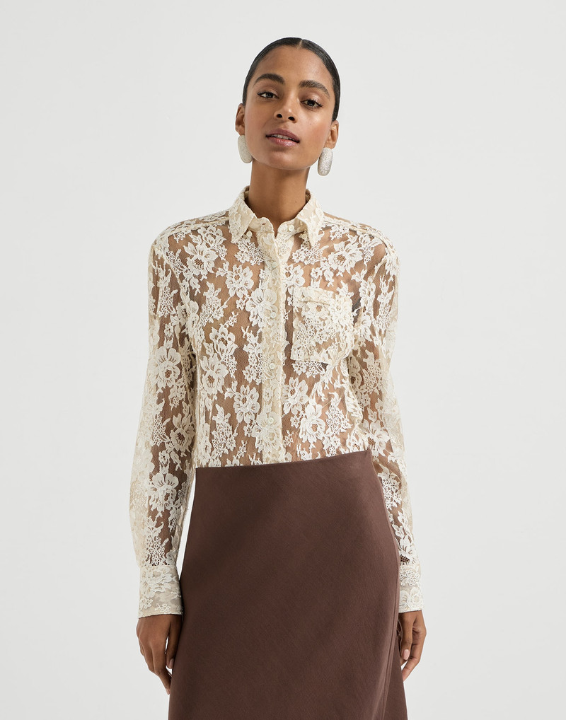 Flower jacquard lace shirt 2