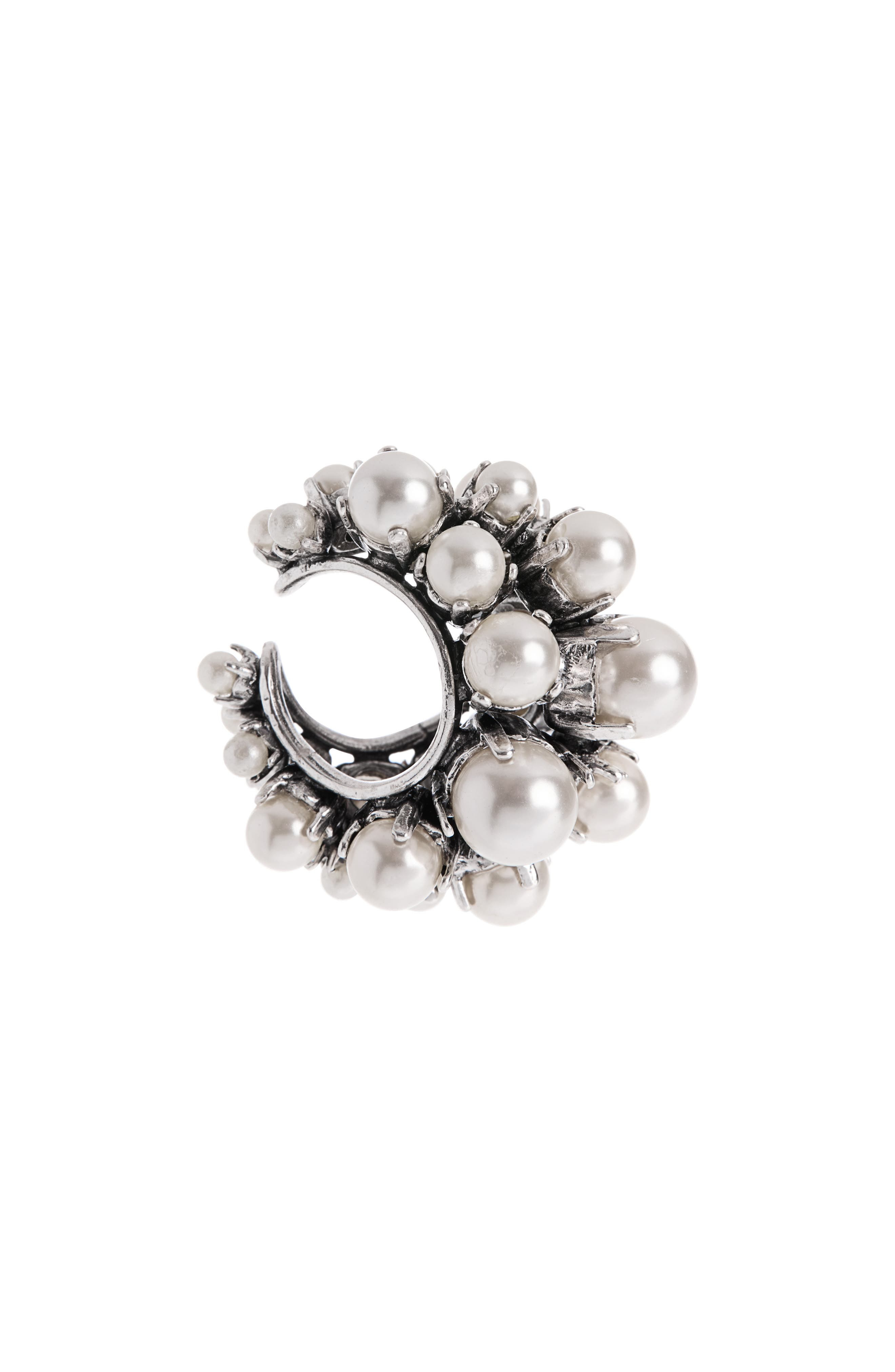 Givenchy Crystal Faux Pearl Ear Cuff in White/Silvery at Nordstrom - 2