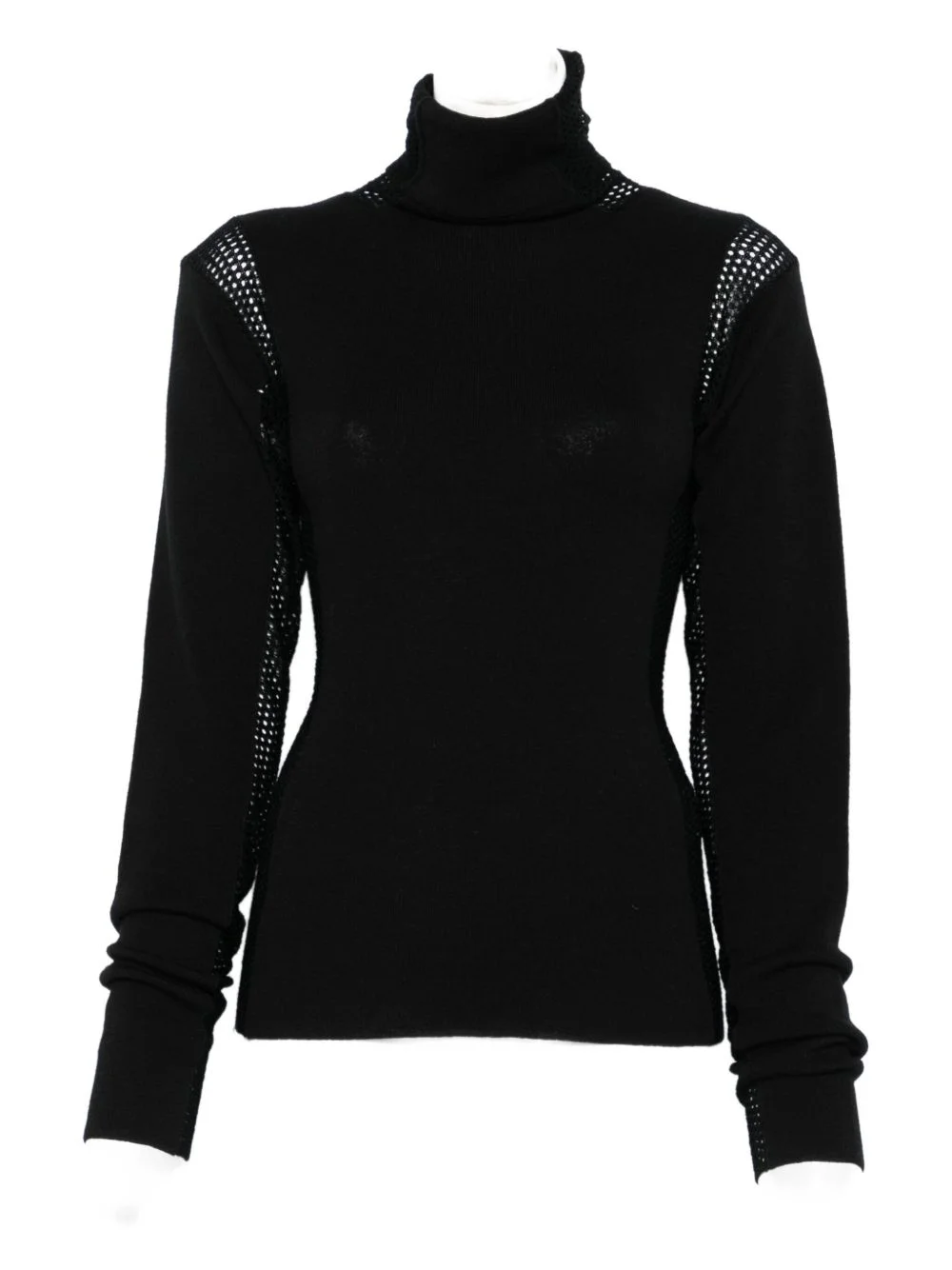mesh-panel turtleneck top - 1