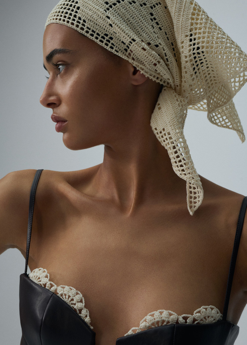 MAGDA BUTRYM Crochet bandana in cream outlook