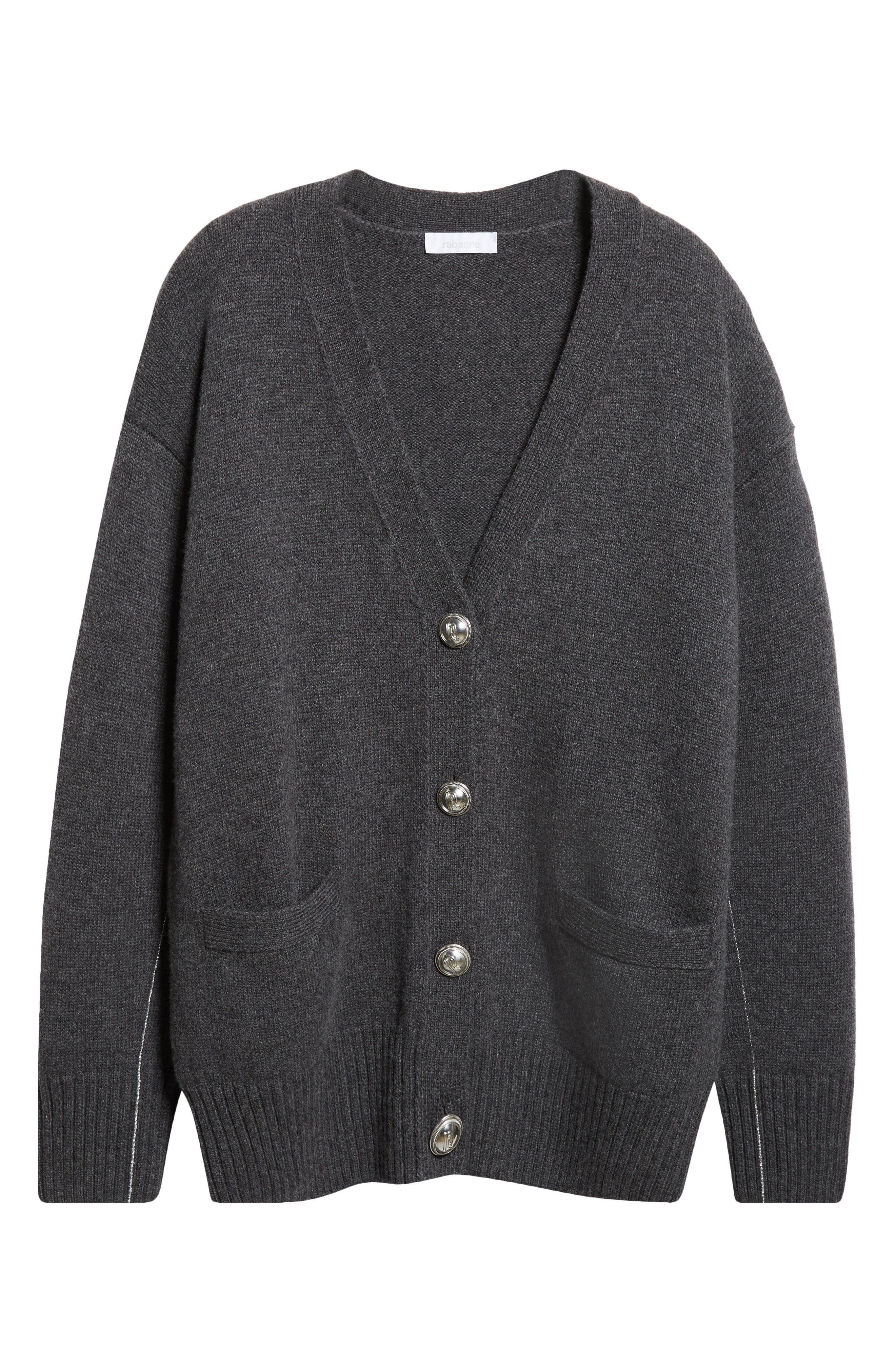 Rabanne Pull Wool & Cashmere Blend Cardigan in Dark Grey at Nordstrom - 6