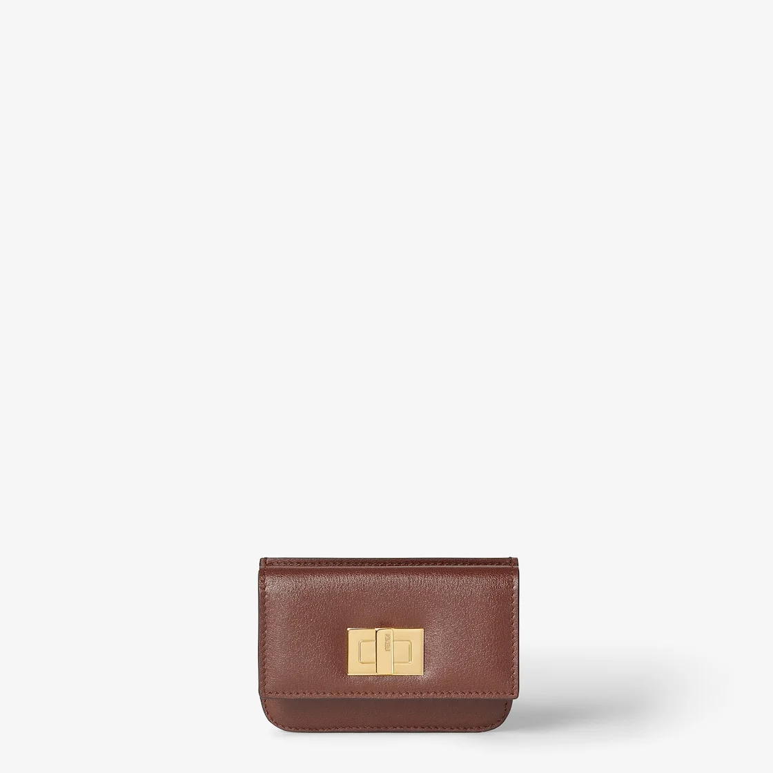 Fendi Way Card Case With Pocket Chocolate brown and black leather card case - 1