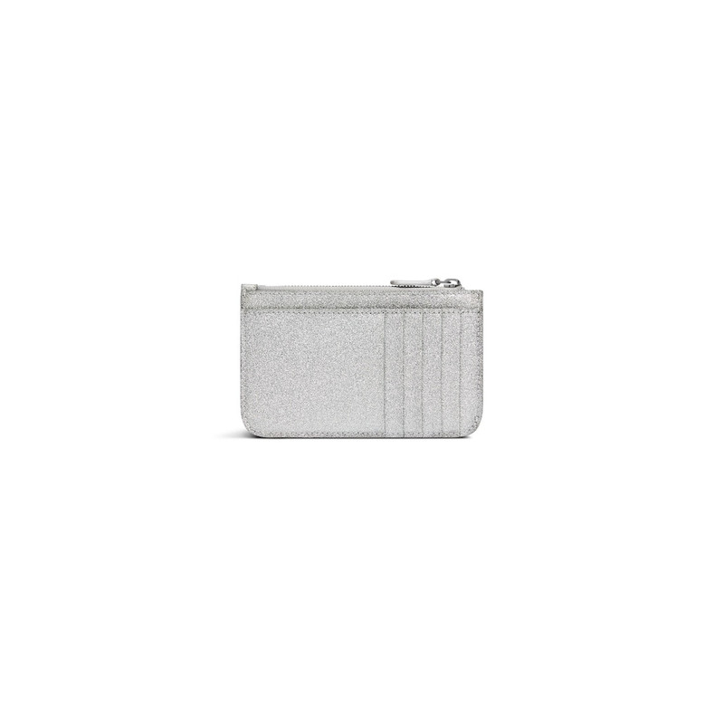 BALENCIAGA Women's Cash Large Long Coin And Card Holder In Sparkling Fabric  in Silver outlook