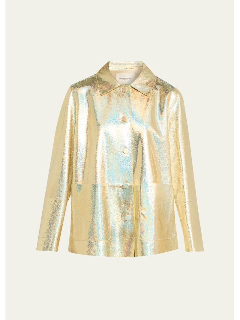 Iridescent Foiled Suede Shirt Jacket 1