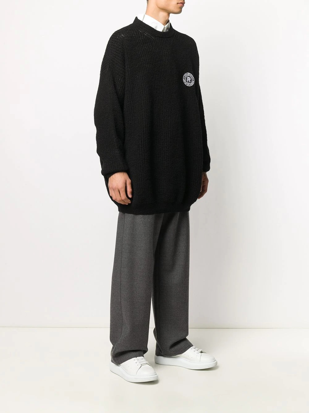 knitted logo patch jumper - 3