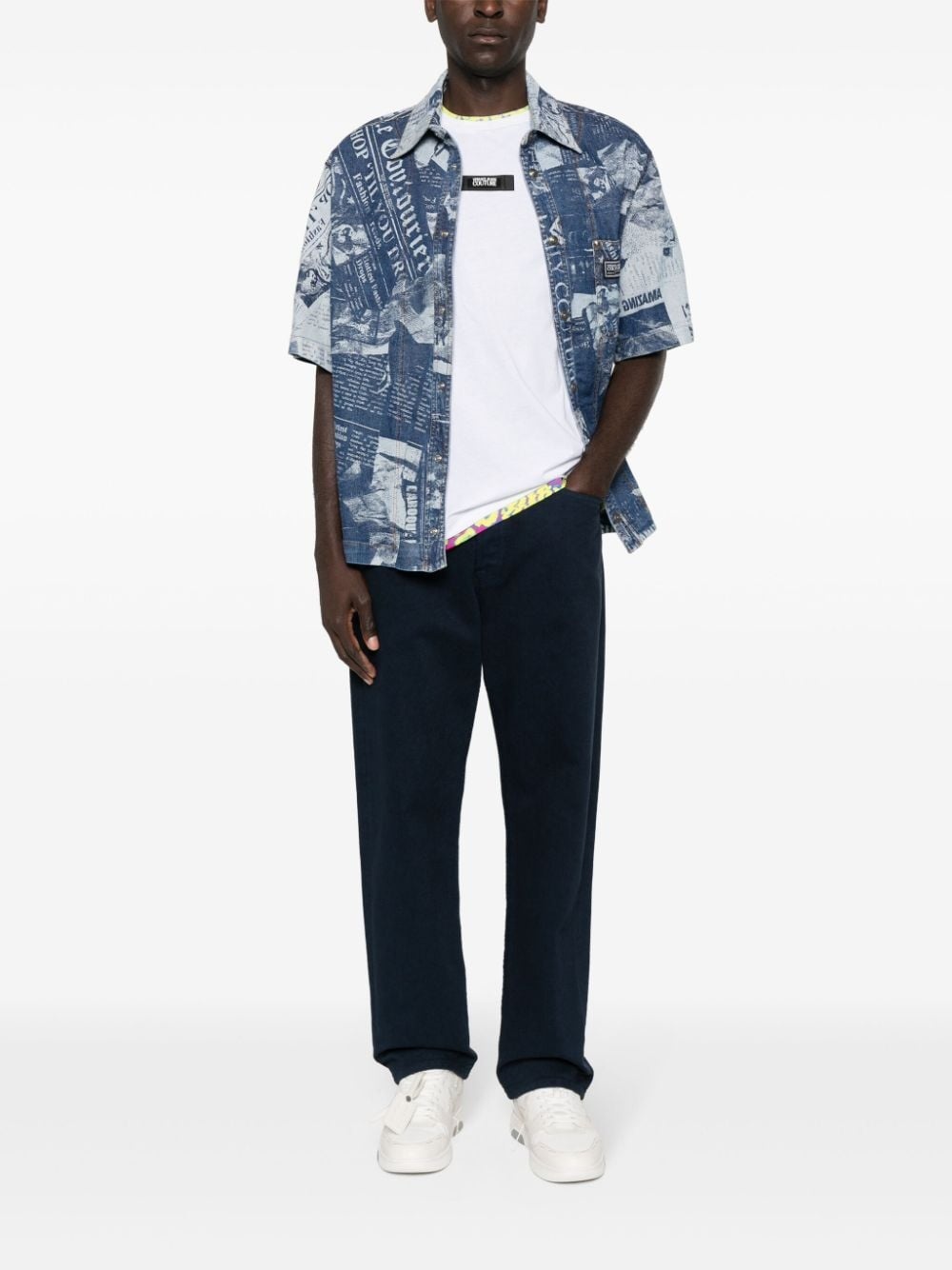 Magazine-print denim shirt - 2