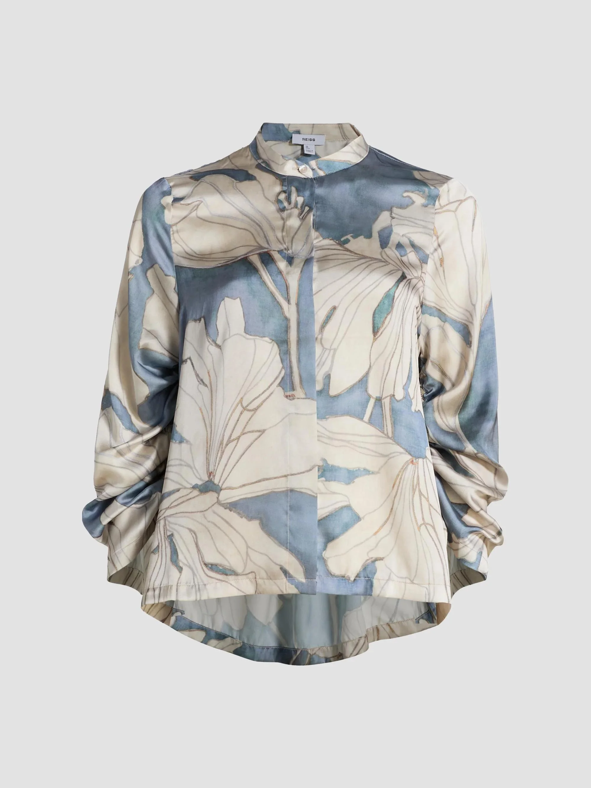 Women's Gigi Floral Satin Button-Front Shirt - Blue - 1