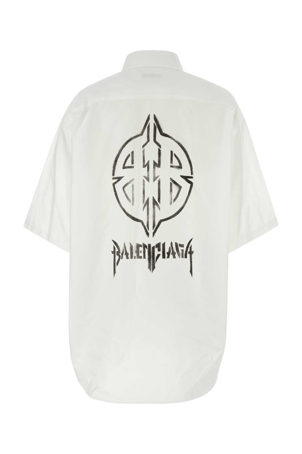 Balenciaga Women White Poplin Oversize Shirt - 2