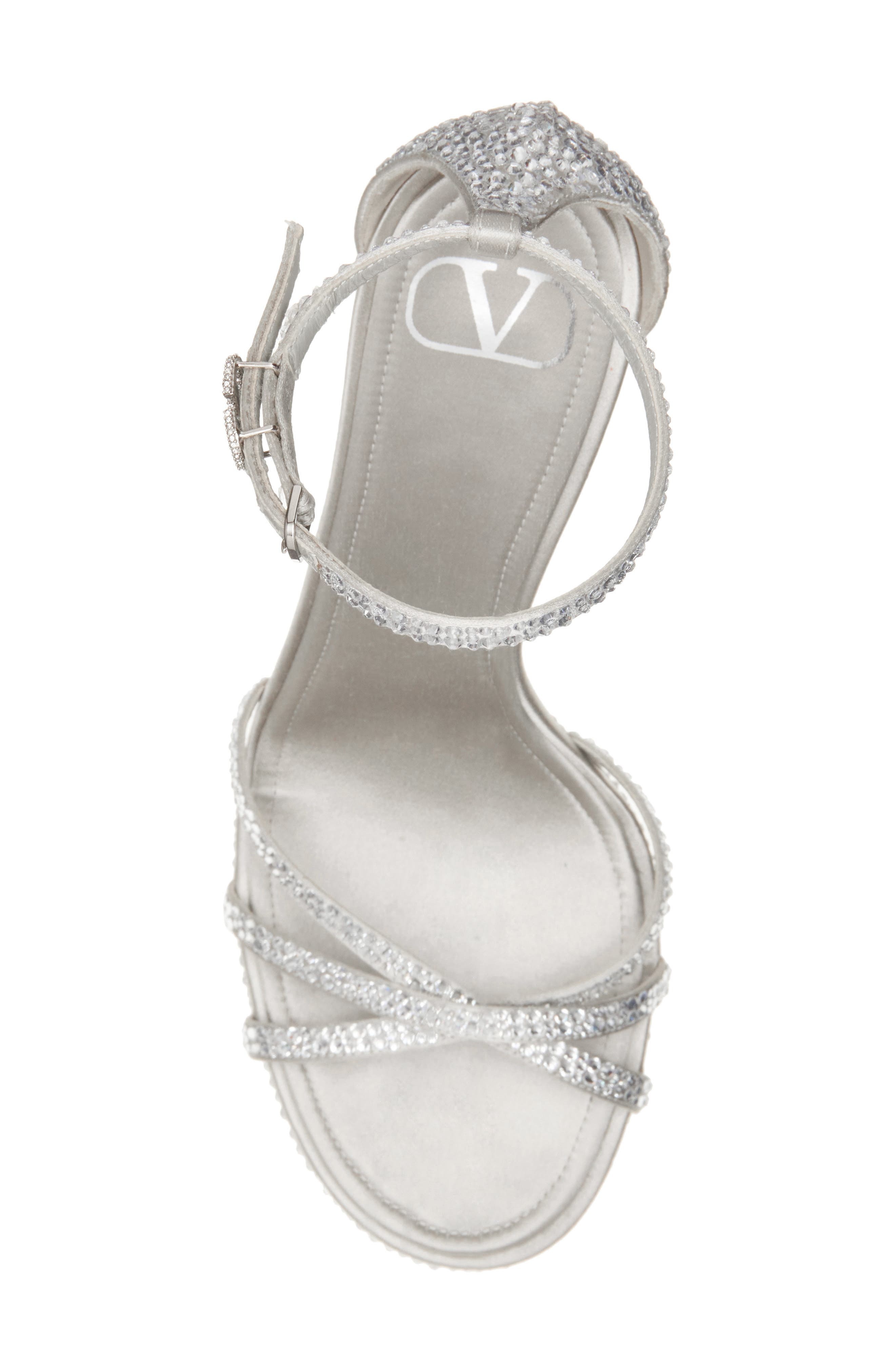 Valentino Garavani Eveninglam Crystal Pavé Sandal in Crystal/Grigio Perla at Nordstrom - 5