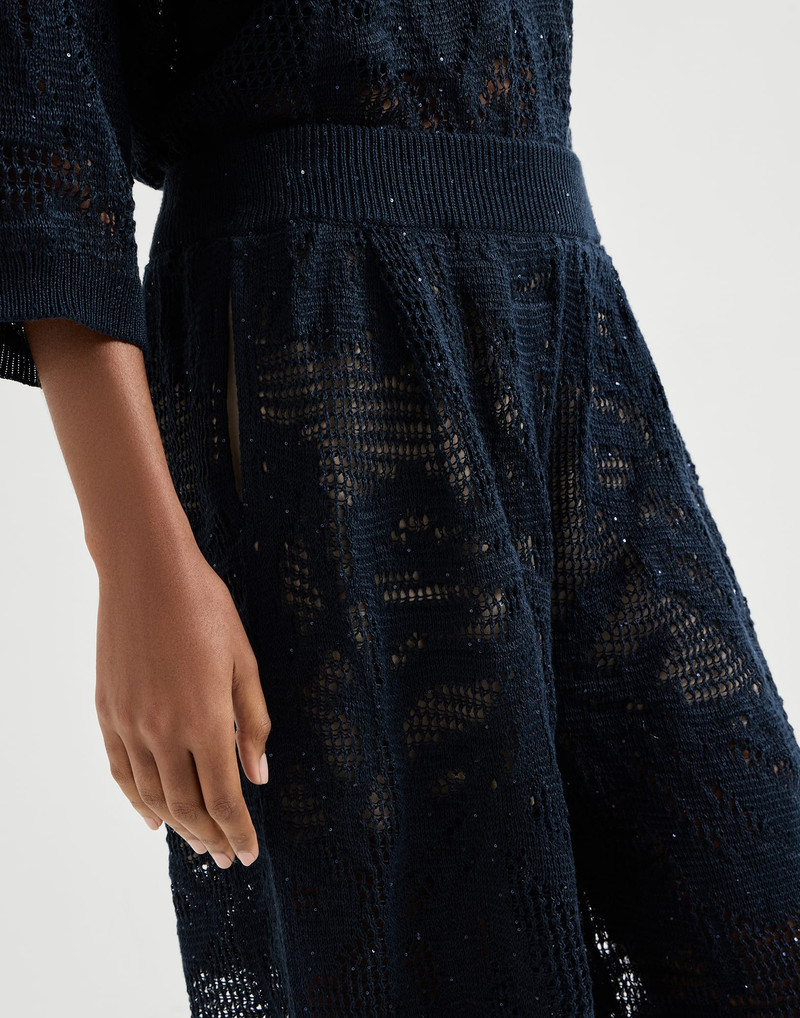 Dazzling water lillies Bermuda shorts in linen and cotton 4