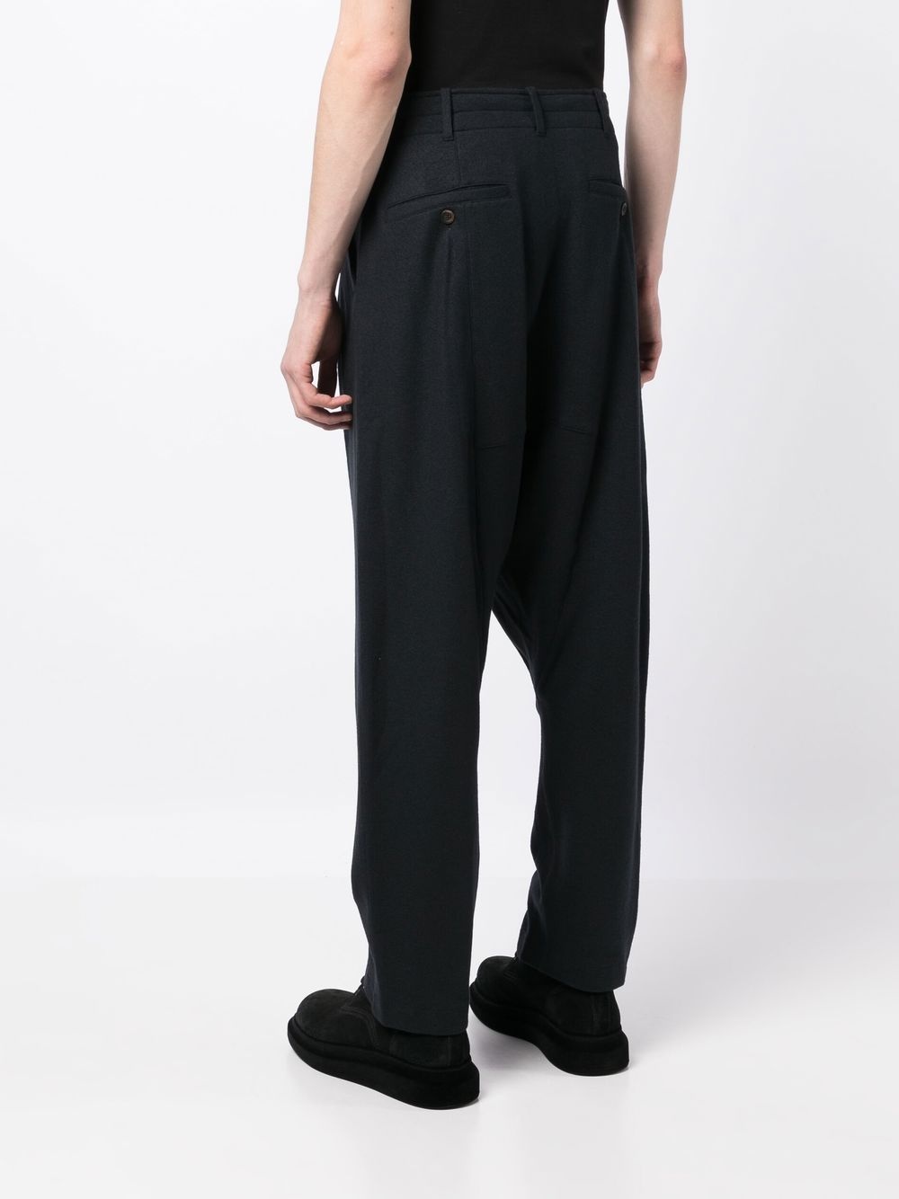 pleated drop-crotch trousers - 4