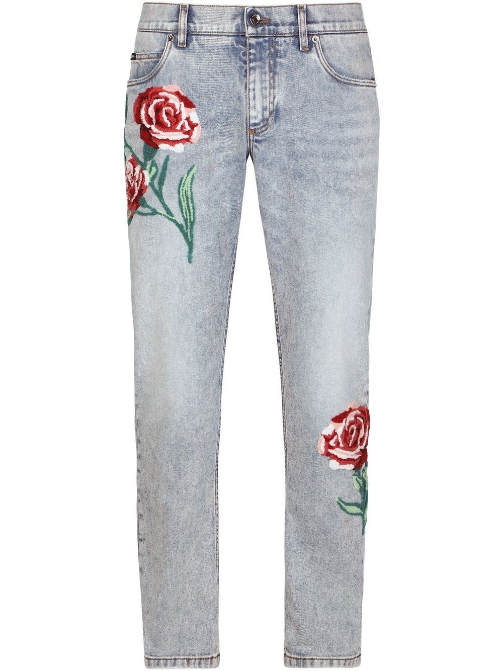 embroidered straight-leg jeans - 1